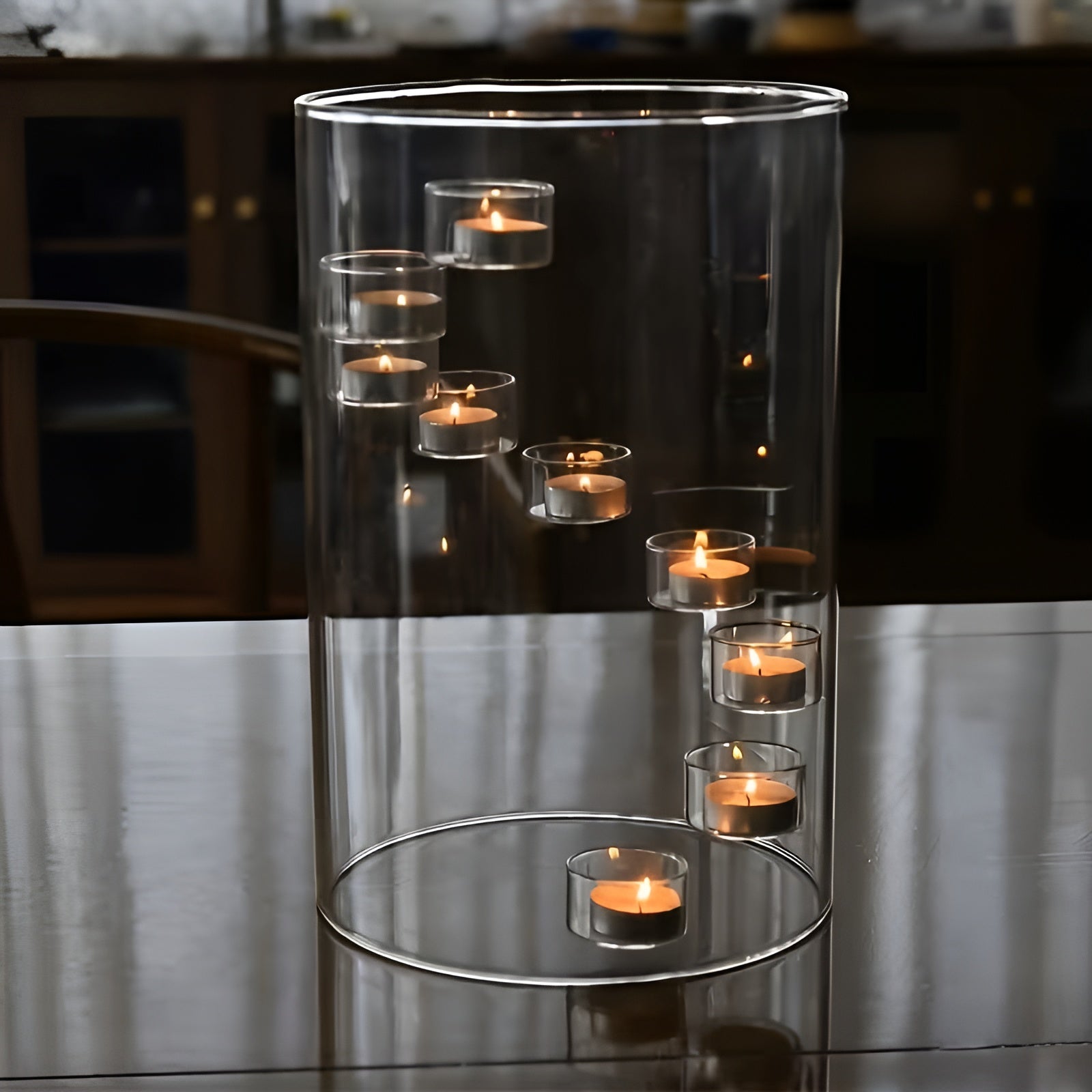 Großer Drehbarer Glas-Kerzenhalter – Europäischer Stil | Elegante & Dekorative Tischdekoration - Wohnzubehör