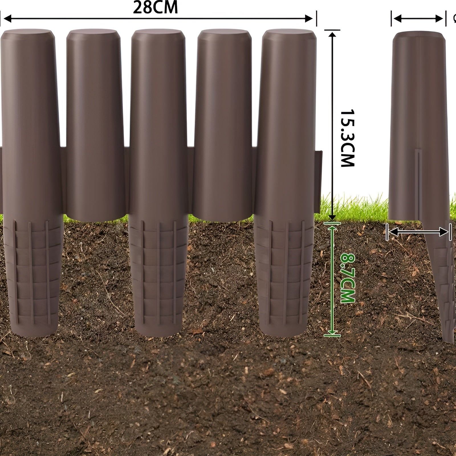 Beeteinfassung aus Kunststoff in Holzoptik – Flexibler Gartenzaun mit Erdspießen | Dekorative Rasenkante für Blumenbeete und Wege