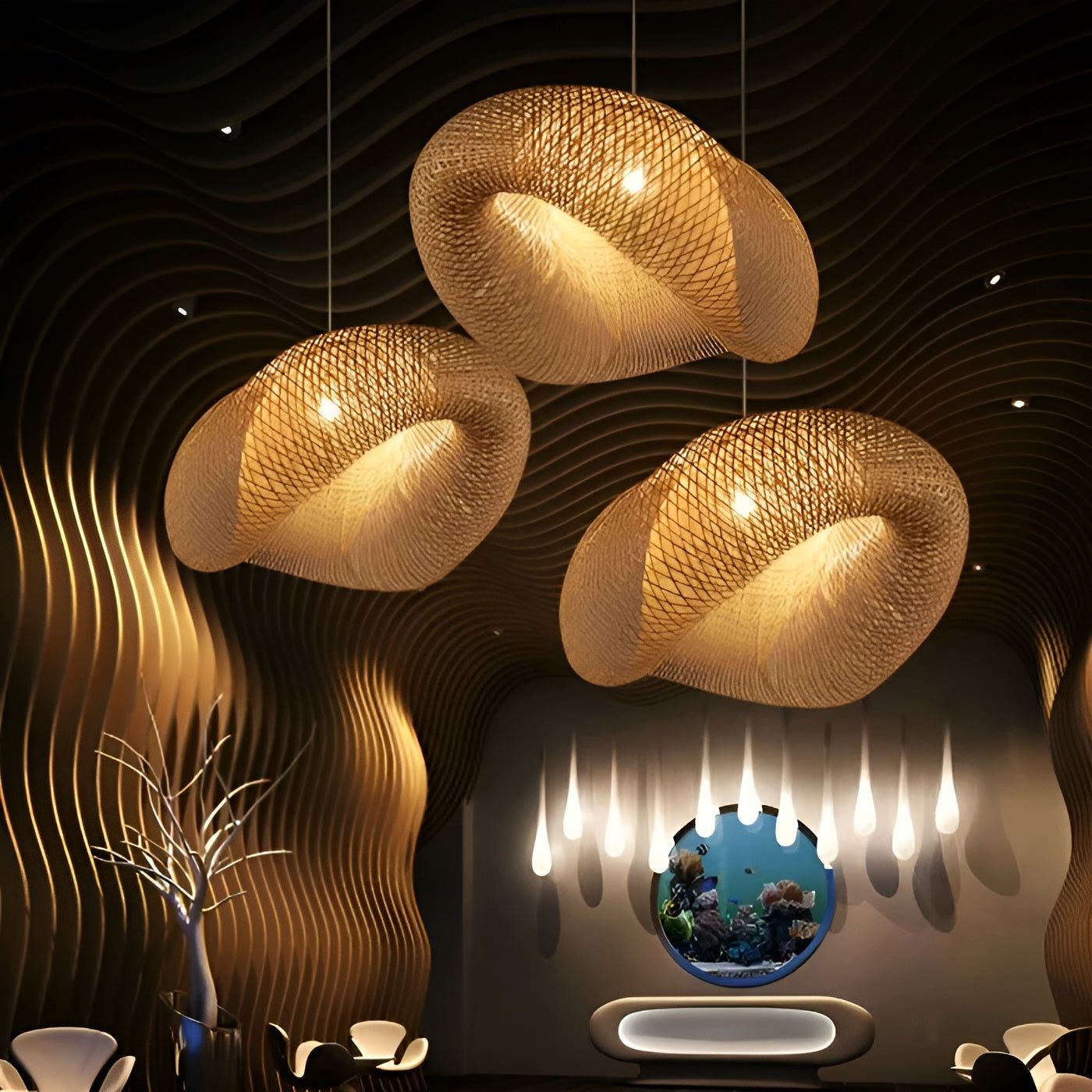 BambooBliss Light – Dekorative Pendelleuchte aus Rattan für stilvolle Räume