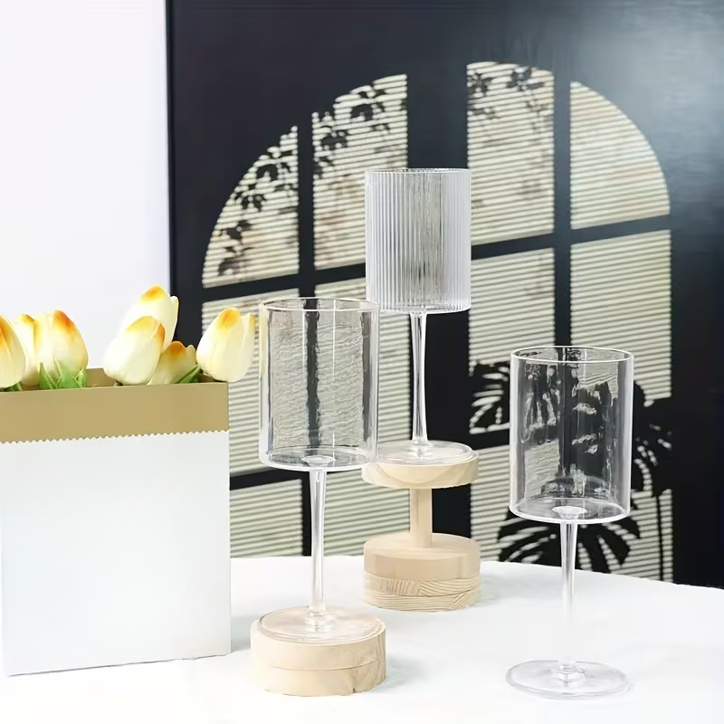 Kristallglas mit Vintage-Rillen – Transparent & Dekorativ | Elegantes Glas für Alltag und Tischkultur - Wohnzubehör