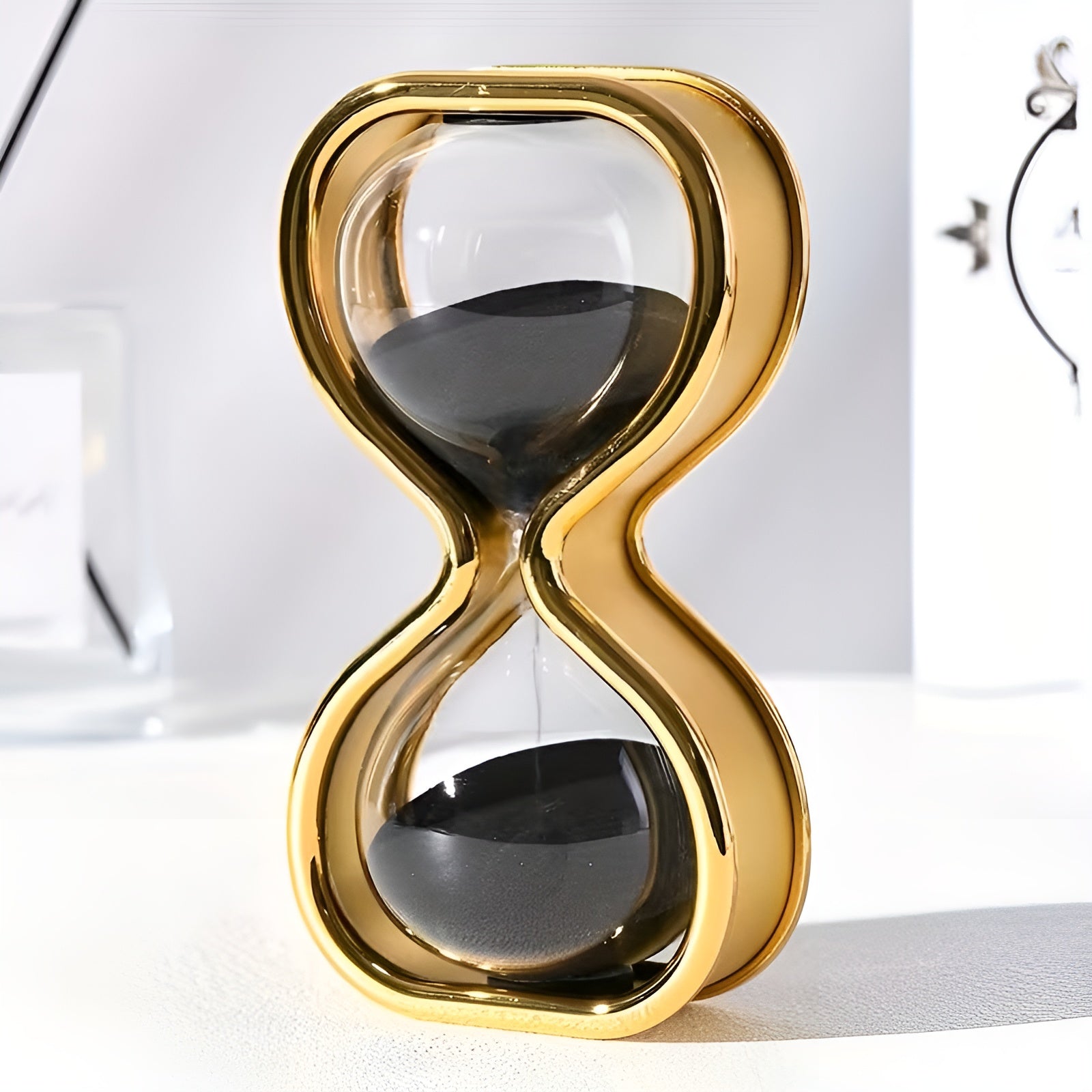 Sanduhr mit farbigem Sand – Dekorativ und Entspannend | Eleganter Metallrahmen ca. 30 Minuten für Büro und Zuhause
