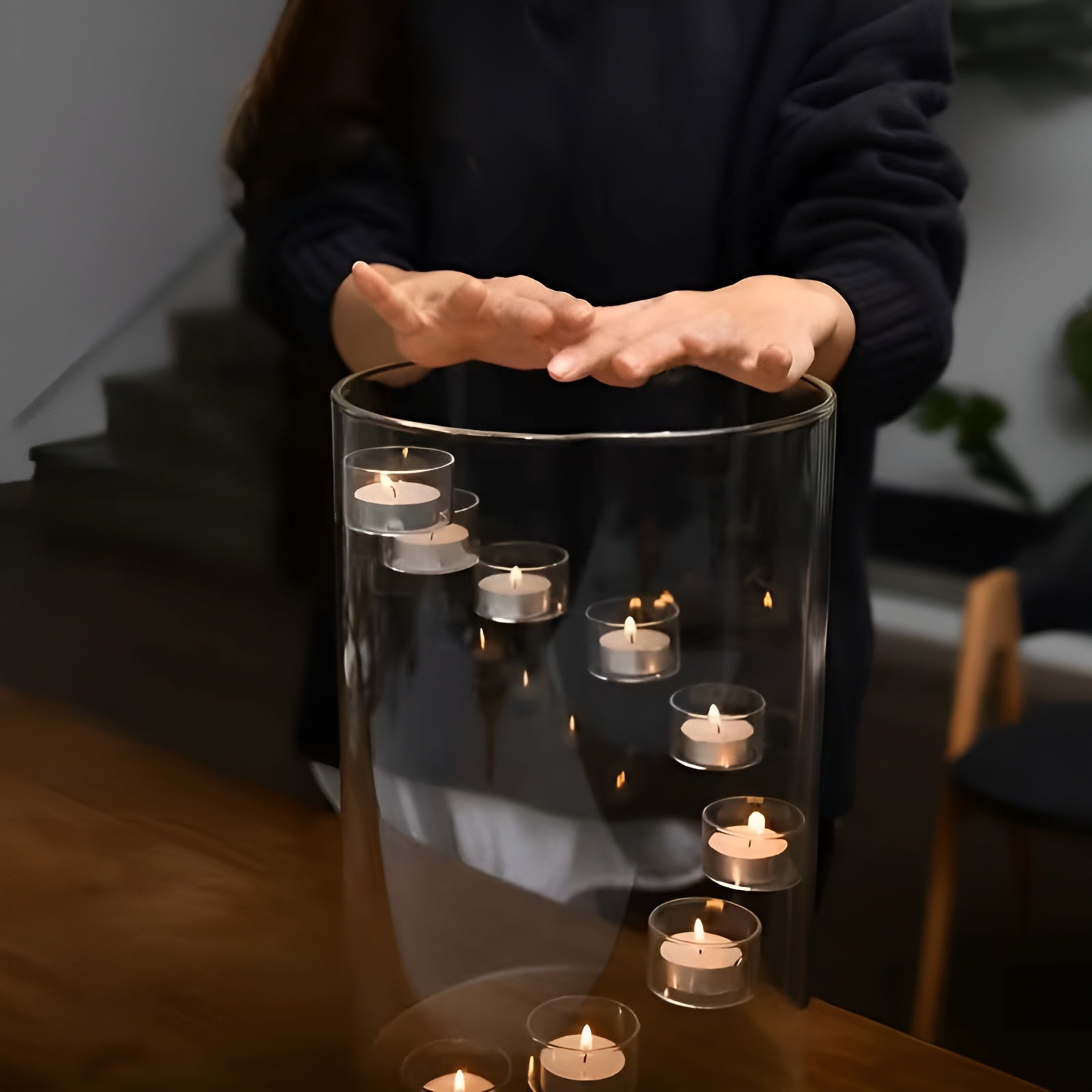 Großer Drehbarer Glas-Kerzenhalter – Europäischer Stil | Elegante & Dekorative Tischdekoration - Wohnzubehör