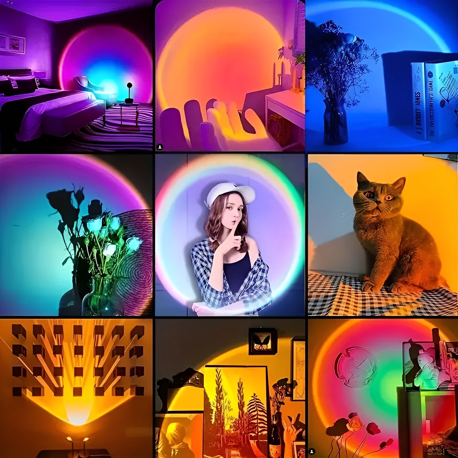 LED-Wandleuchte 360° Drehbar- Atmosphärisches Stimmungslicht,& Dimmbar | USB-Aufladbar für Zuhause
