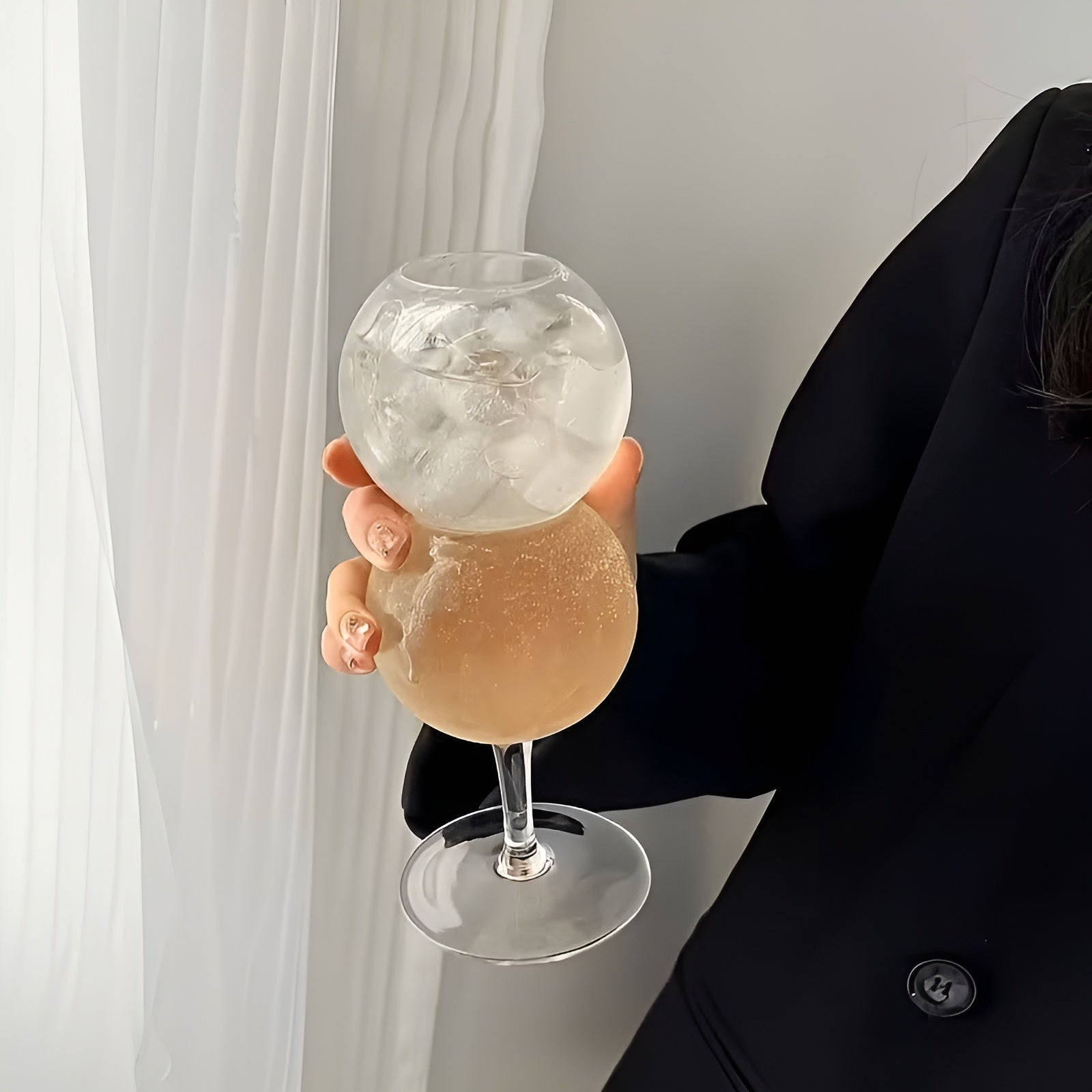 2er-Set Glasbecher in Kugelform – Elegant und Dekorativ | Perfekt für Zuhause und besondere Anlässe - 2 - Trinkglas