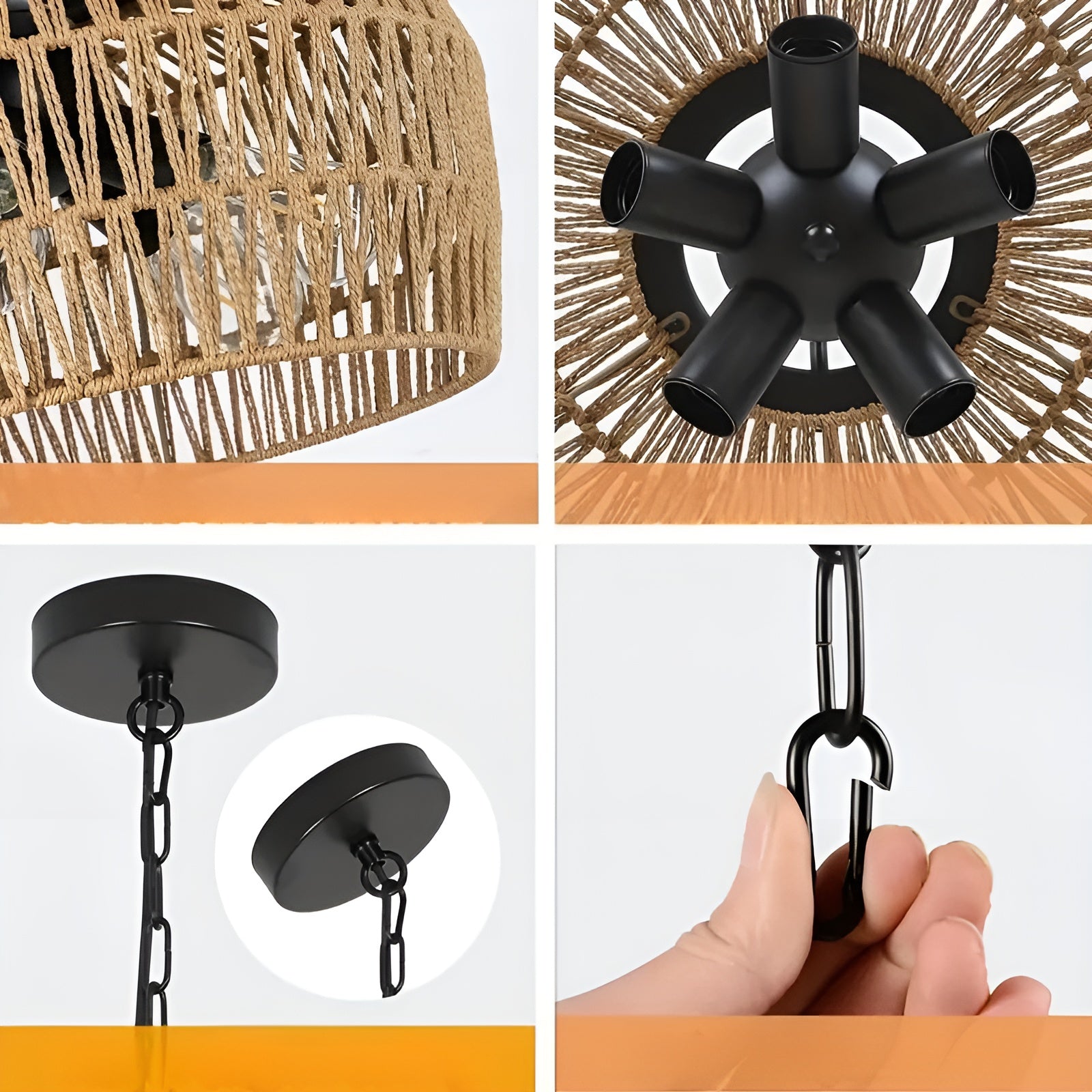 Boho-Hängelampe mit Rattanschirm – Natürliche Pendelleuchte für Esszimmer & Küche