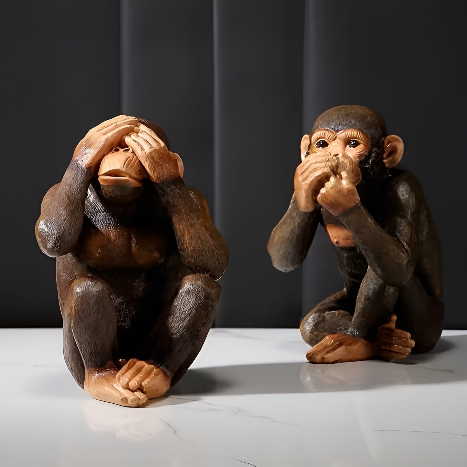 Realistische Gorilla-Figuren im Set – Detailreich und Dekorativ | Perfekt für Büro Wohnzimmer und Regal - Skulptur