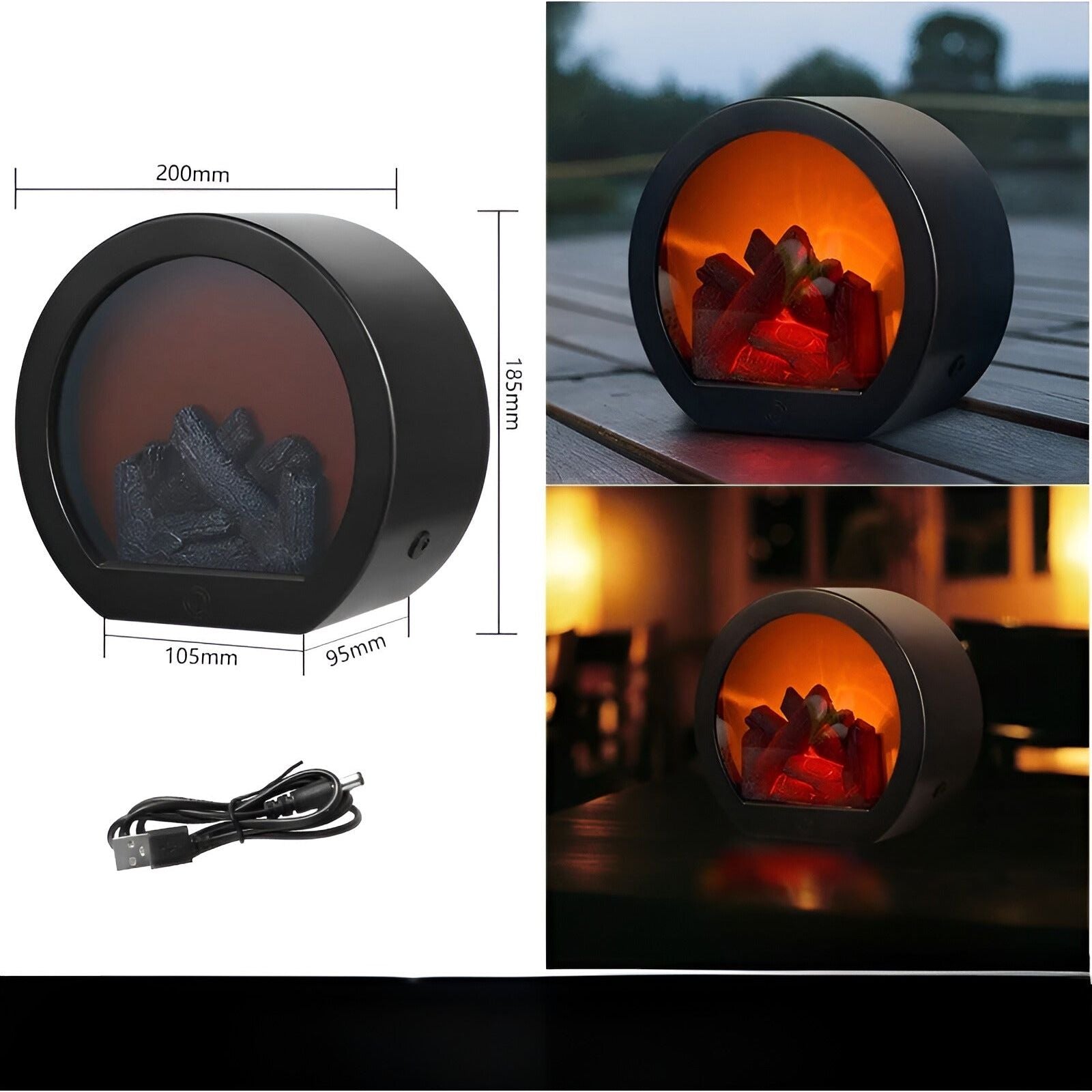 RadiantFlame Lamp - Kamin Flamme LED Laterne Nachtlicht