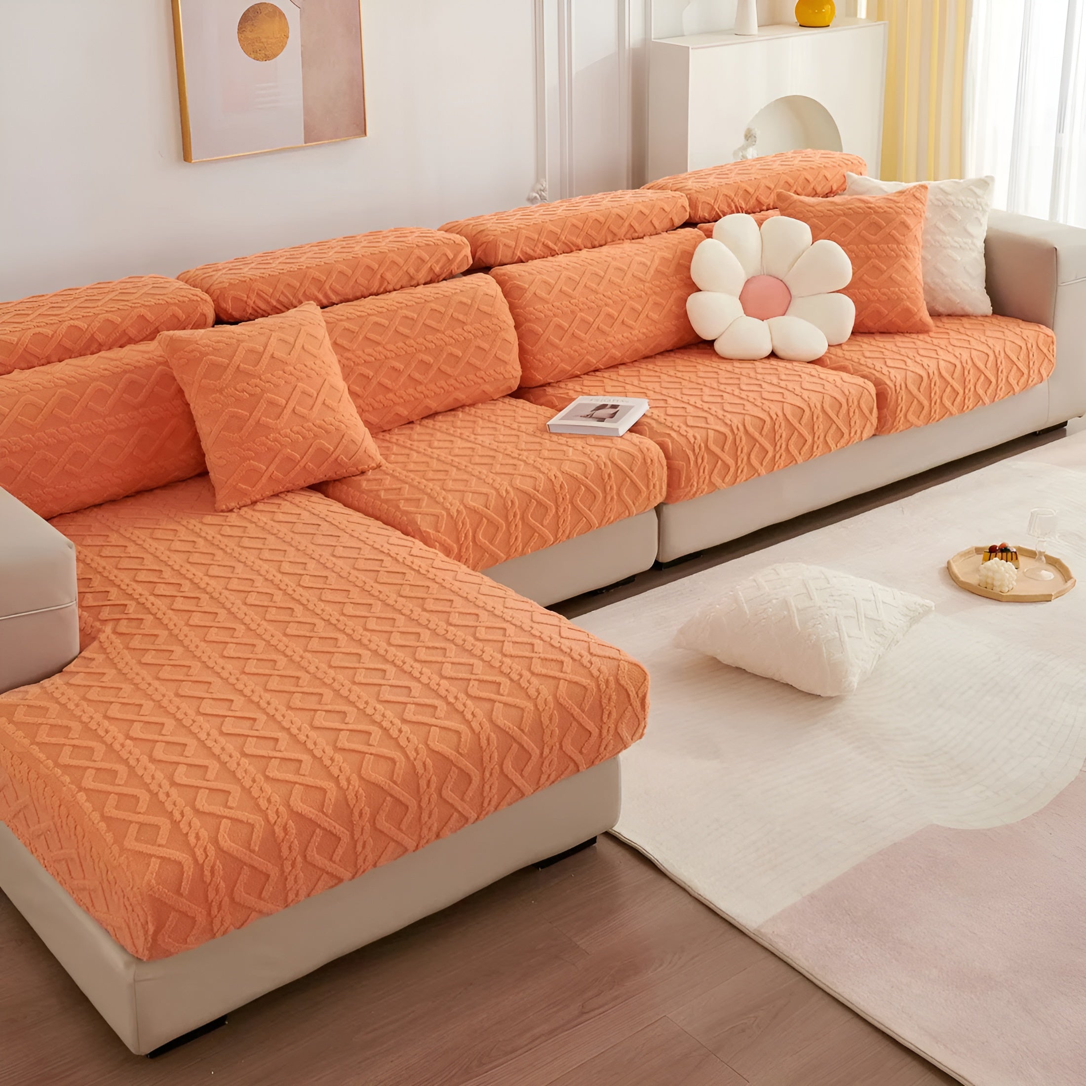 Samt-Sofabezug mit Diamantmuster – Weich & Luxuriös | Perfekte Passform für Jede Couch