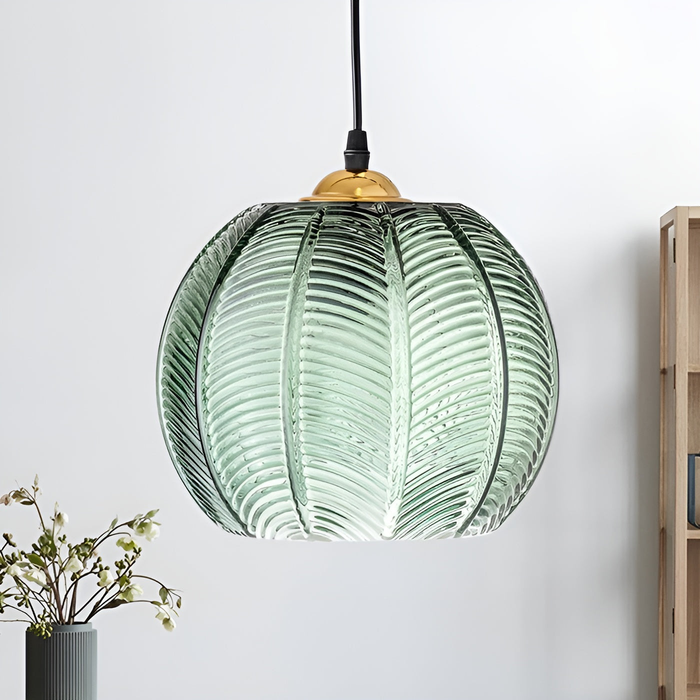 Rippenglas Pendelleuchte in Grün – Retro-Design & Stimmungsvolles Licht | Stilvolle Innenbeleuchtung