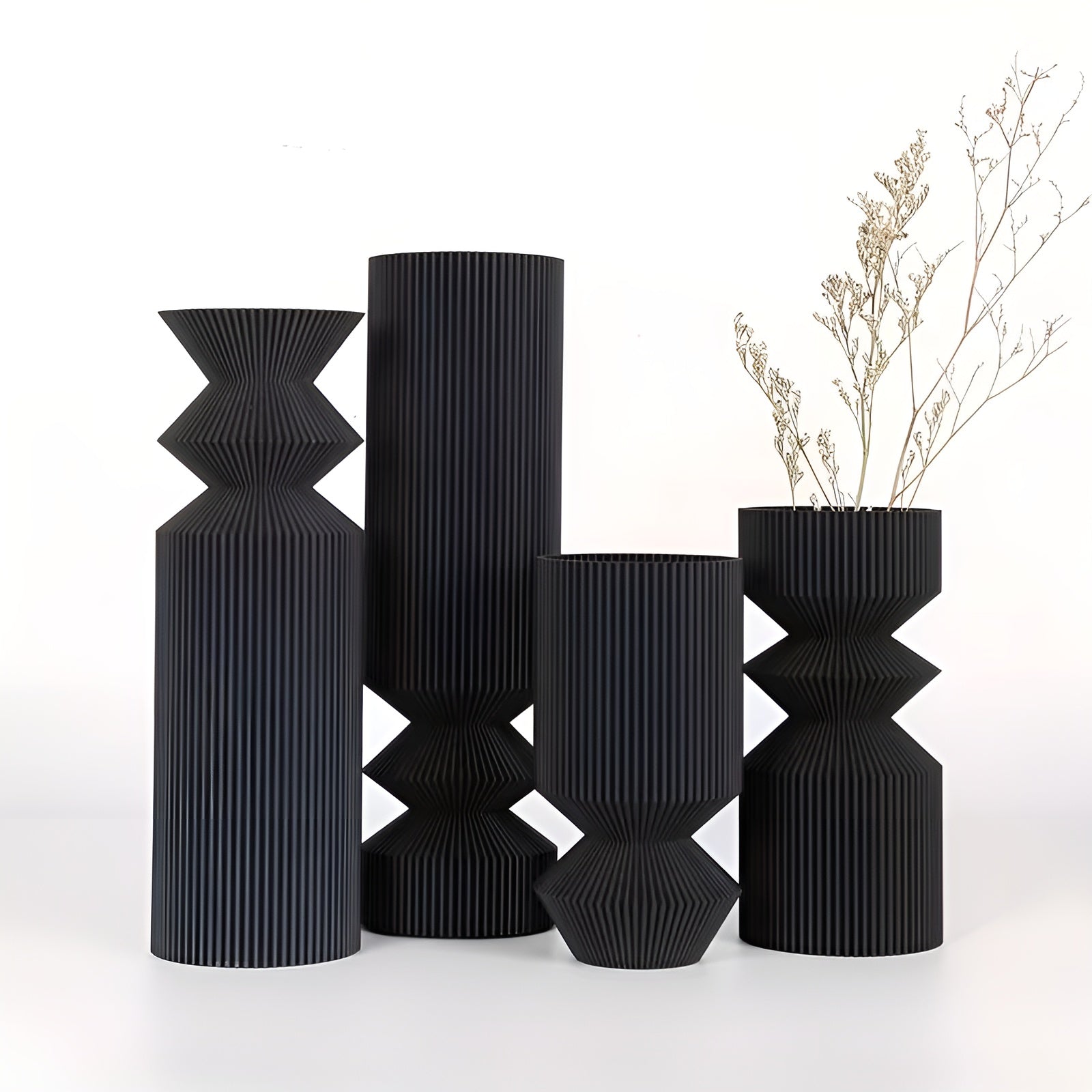 Art-Déco Vasen-Set (4-teilig) – Minimalistisch & Elegant | Perfekt für Trockenblumen und stilvolle Wohnraumdekoration