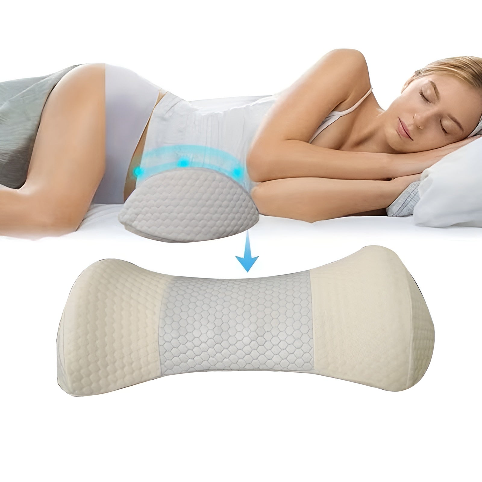 Kühlendes Lenden- & Nackenstützkissen – Ergonomisch und Entlastend | Perfekt für Schlaf und Entspannung - Weiß Blau