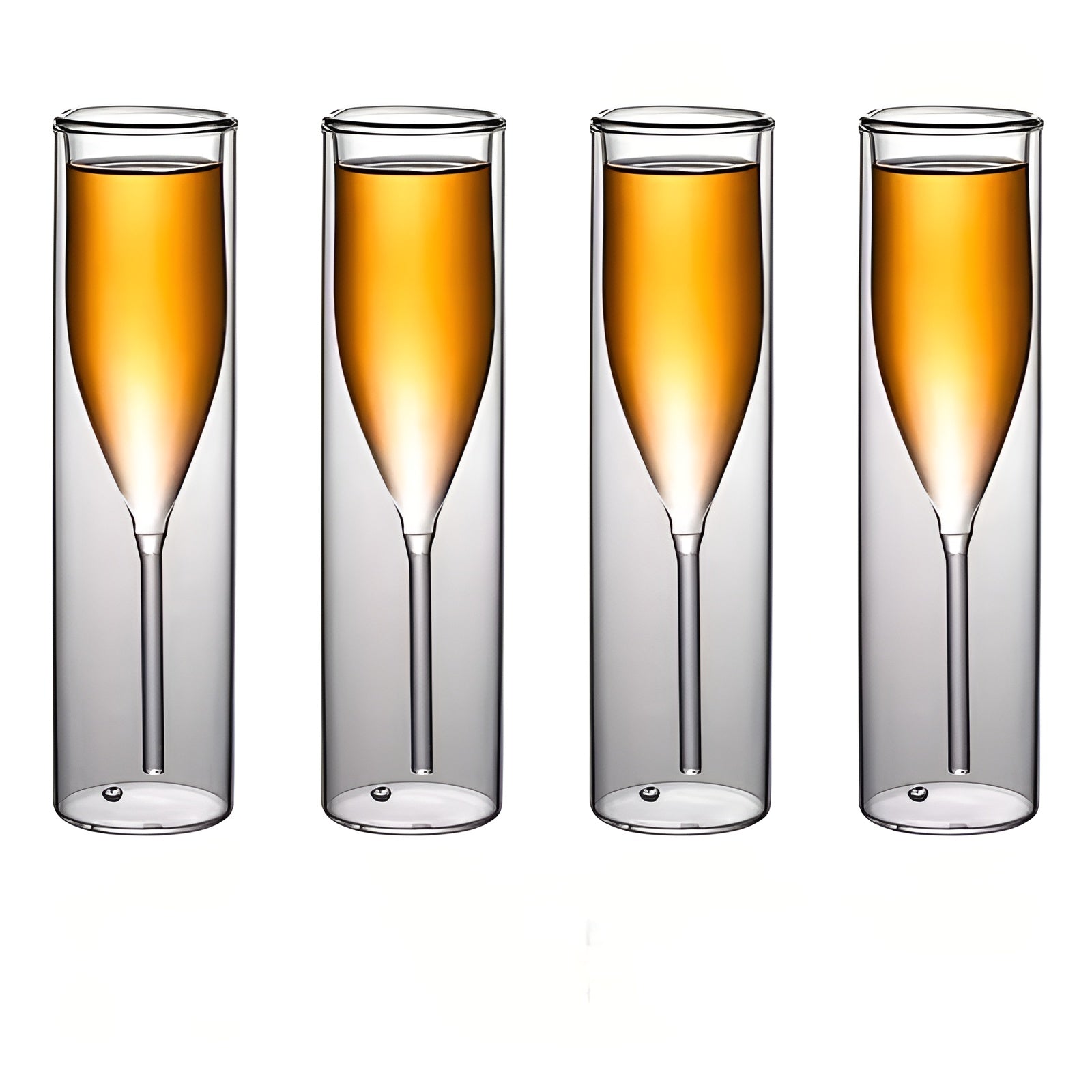 Doppelwandige Champagnergläser im 4er-Set – Isolierend & Elegant | Perfekt für Sekt & Champagner - Bourbon Champagne