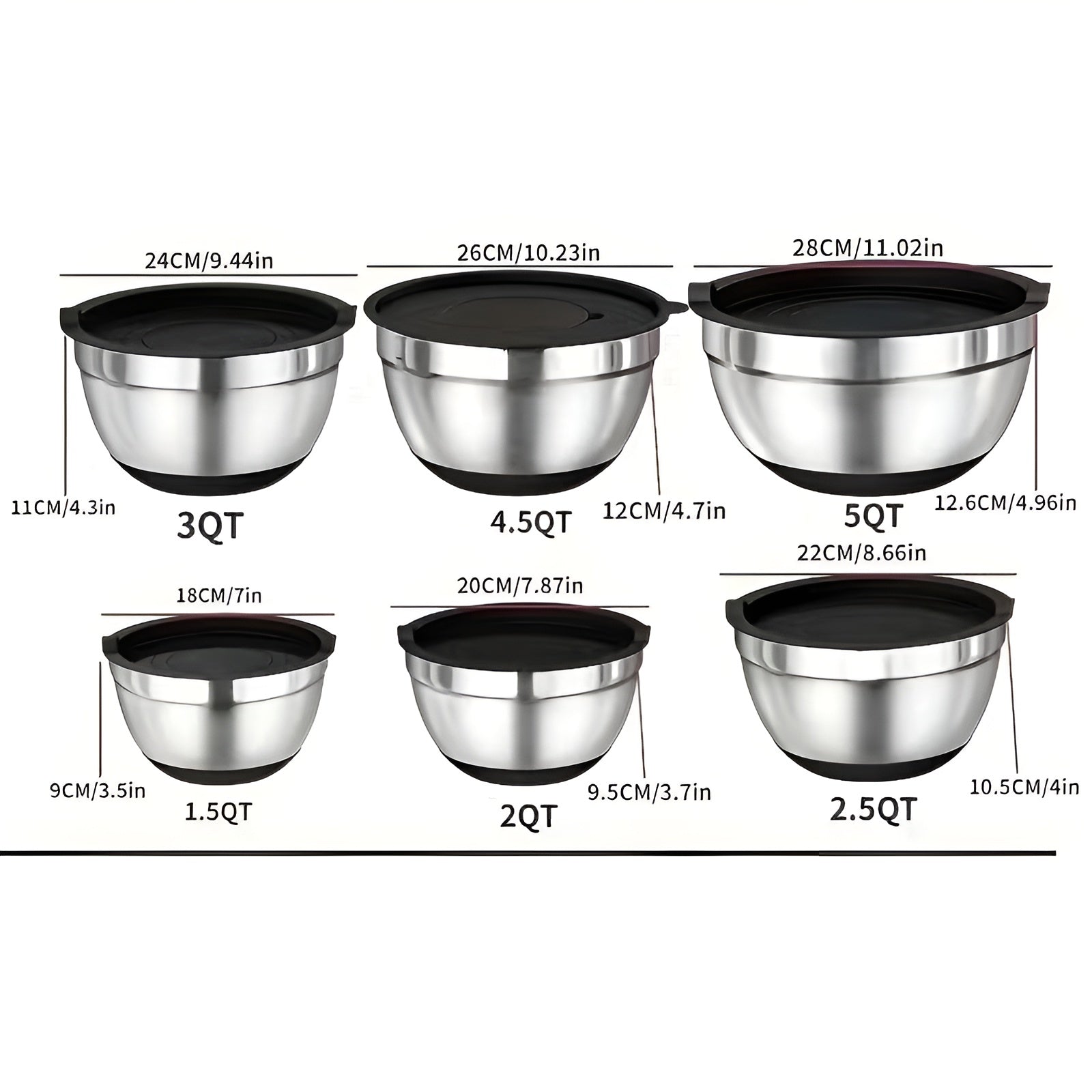 Edelstahl-Rührschüssel-Set (17-teilig) – Mit Deckeln & Reibe | Praktisch für Küche & Backen - Decke