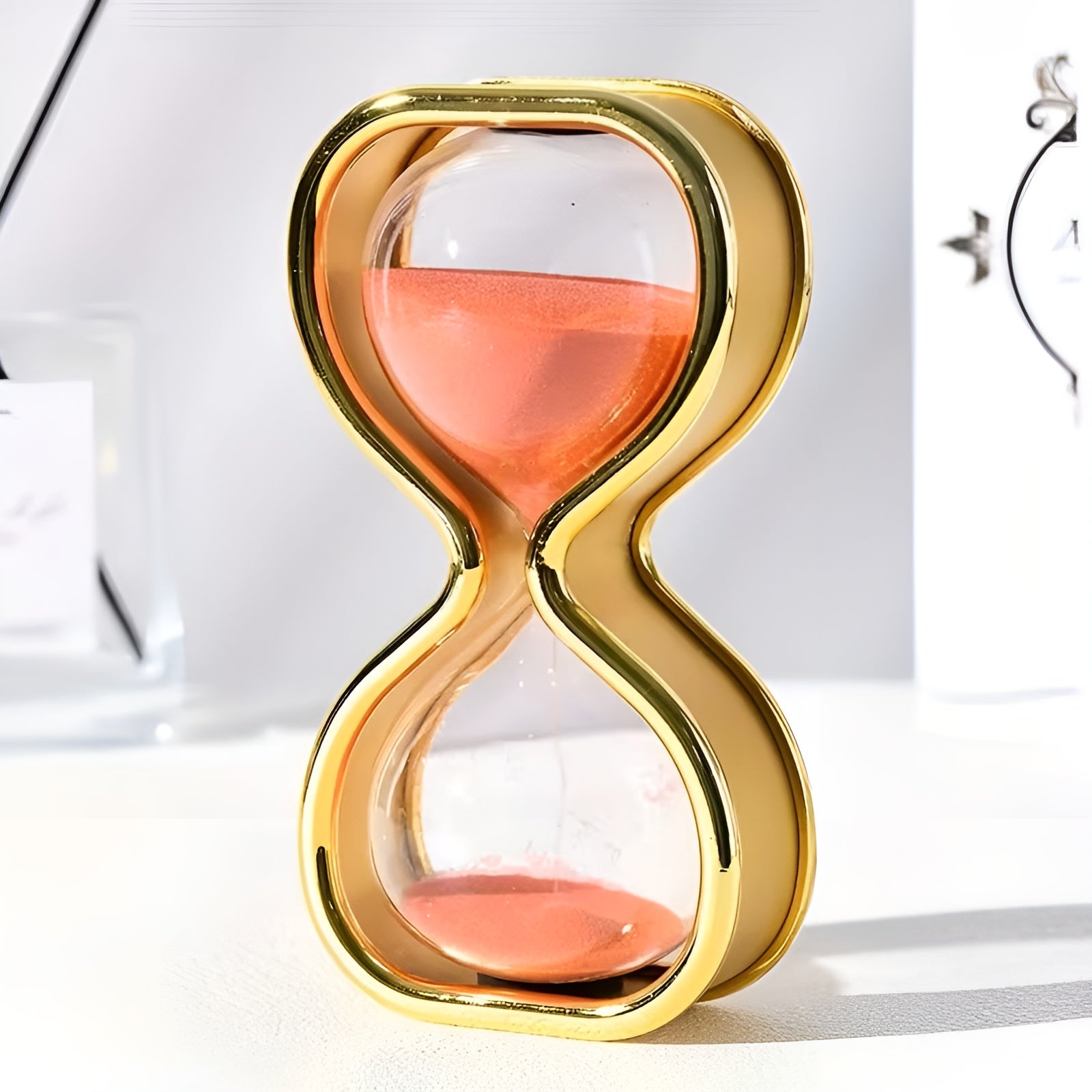 Sanduhr mit farbigem Sand – Dekorativ und Entspannend | Eleganter Metallrahmen ca. 30 Minuten für Büro und Zuhause