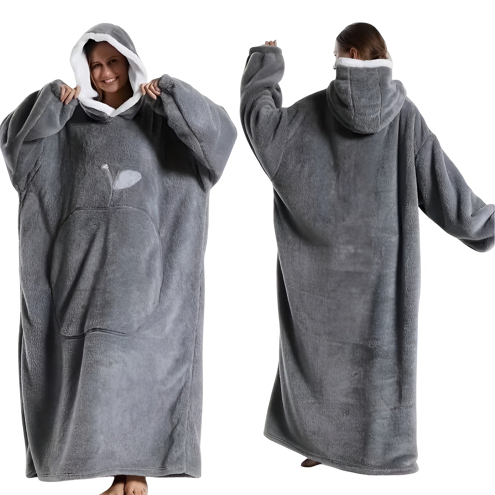 Kuschelige Hoodie-Decke – Warm Weich und Bequem | Ideal für Kalte Wintertage - Hellgrau - Decke