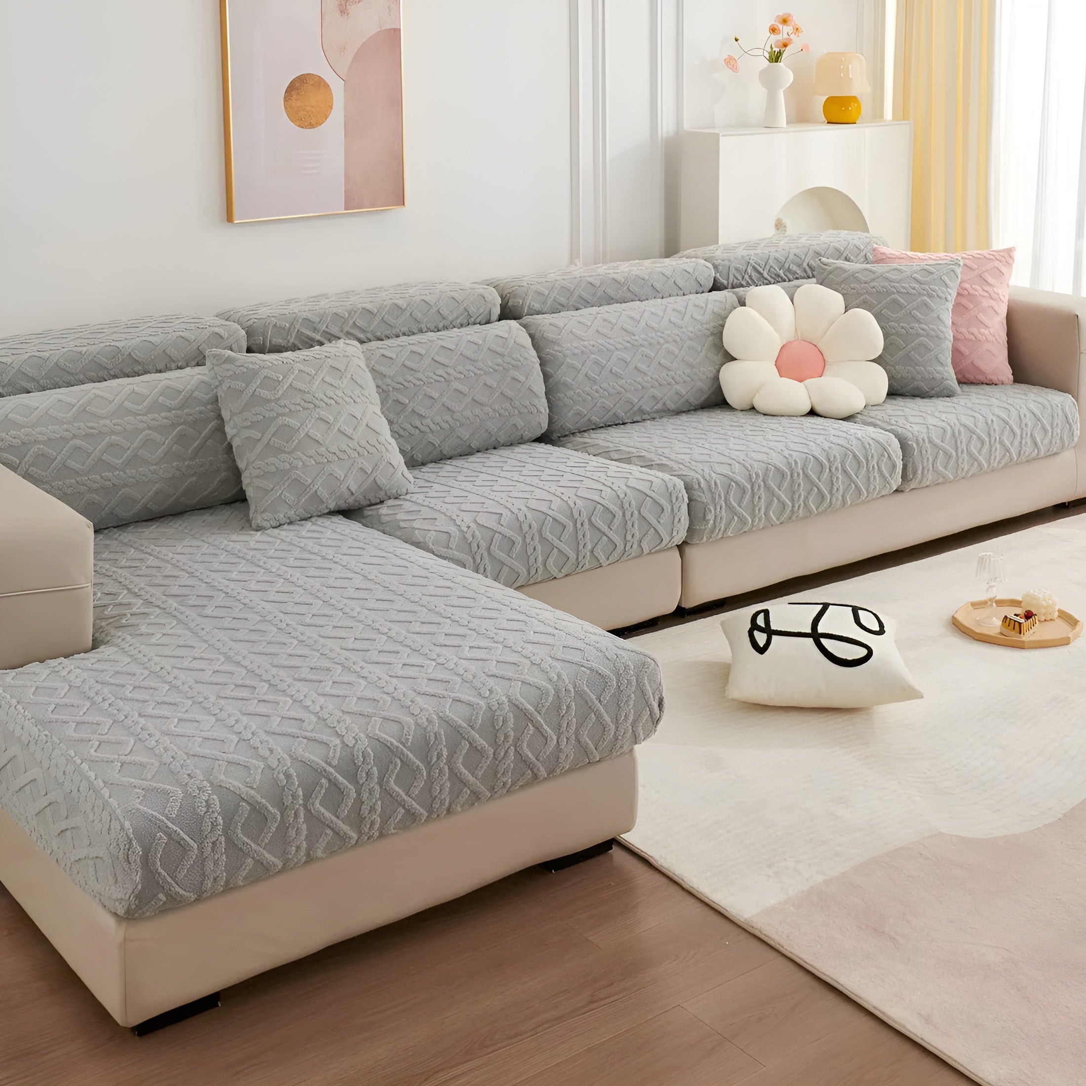 Samt-Sofabezug mit Diamantmuster – Weich & Luxuriös | Perfekte Passform für Jede Couch