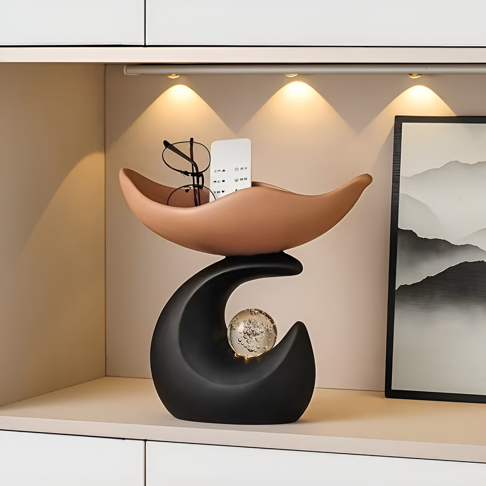 Organizer-Schale aus Kunstharz – Modernes Wellen-Design | Stilvolle Ablage für Schlüssel Brille & Schmuck - Wohnzubehör