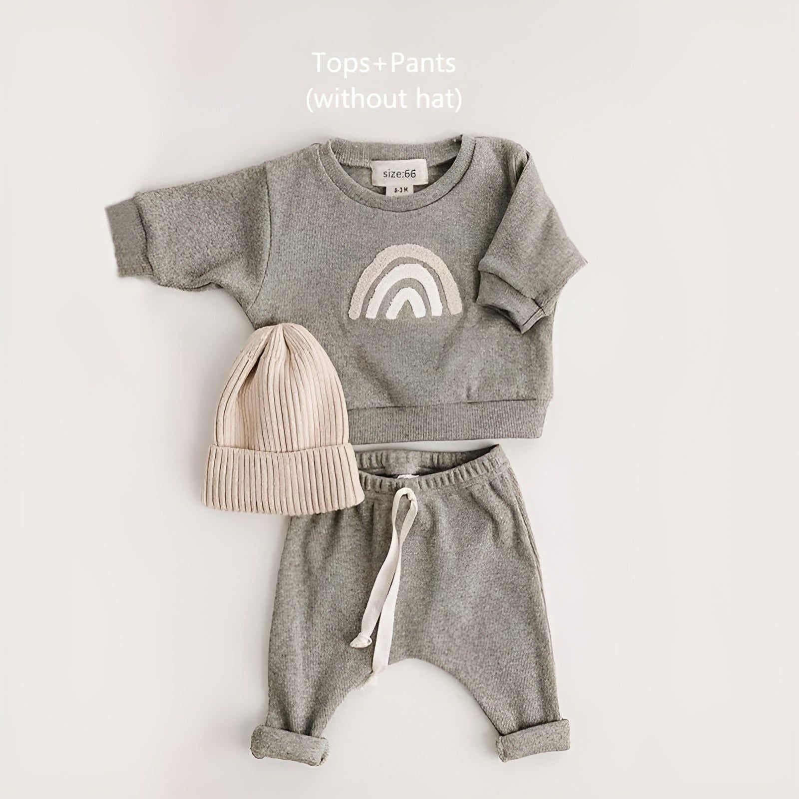 Sunlit Snuggles - Regenbogen und Sonne Bestickt Baby Matching Set (Sweatshirts + Hosen) - Elegare