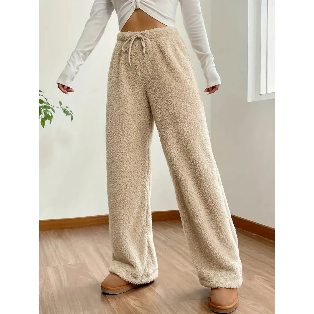 Freya Pants - Warme und bequeme Teddybär-Hose mit weitem Bein - Elegare