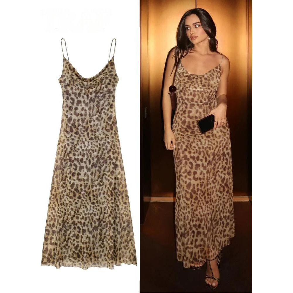 Anabella Dress - Vintage Leopard Backless Summer Dress Elegare