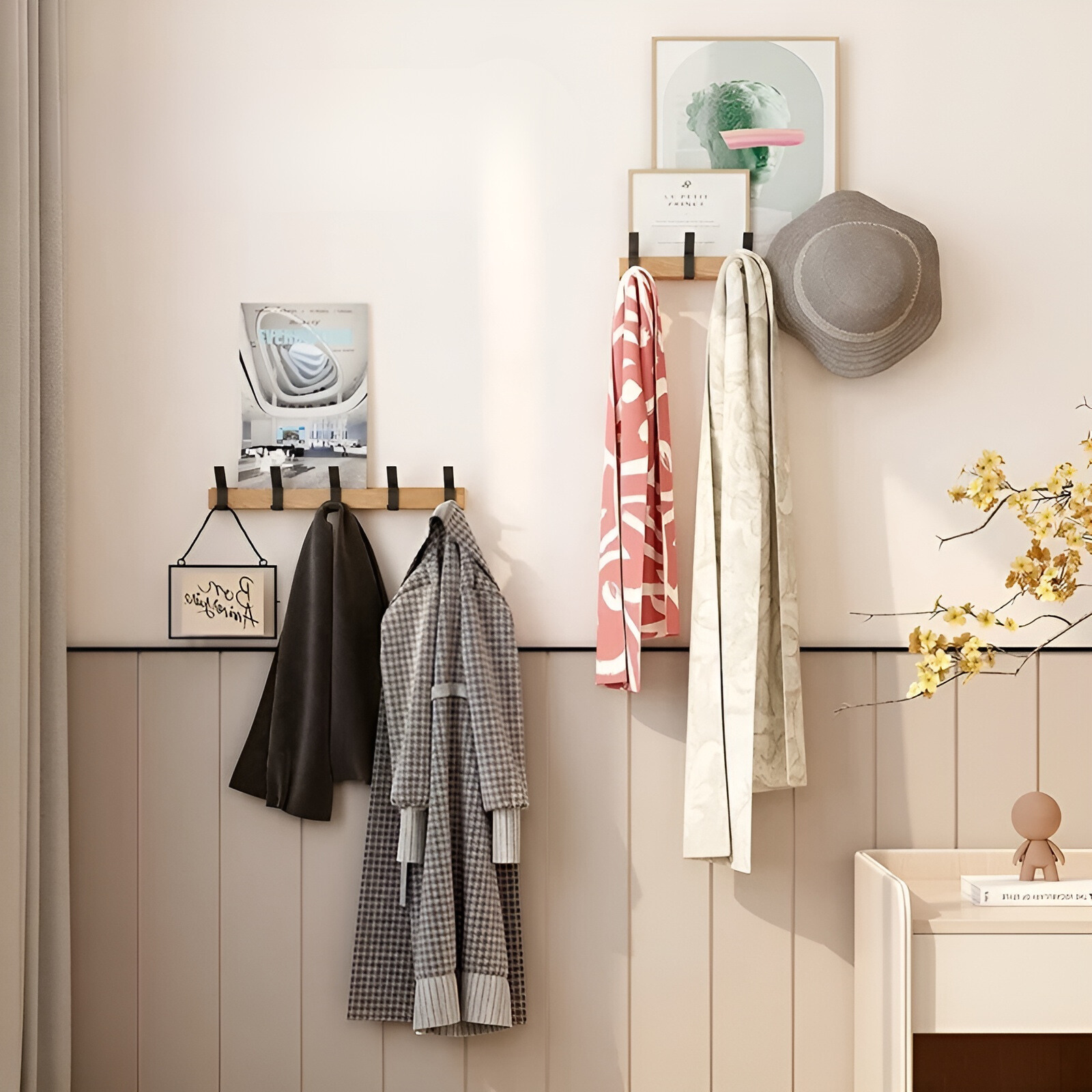 HookFlex Rack - Wandmontierter Beweglicher Bambus-Hakenständer