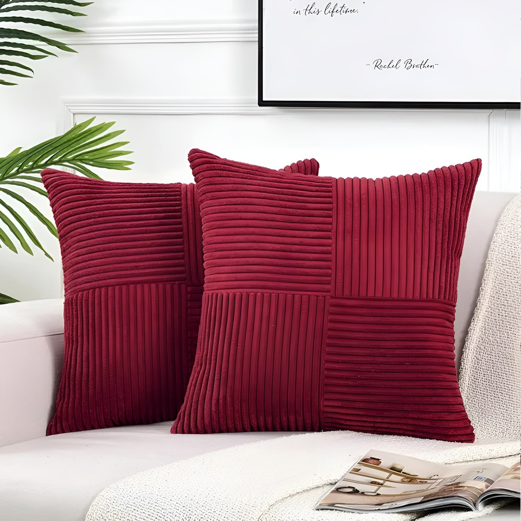 Dekorativer Sofakissenbezug – Premium-Qualität | Bequem & stilvoll - Weinrot / 45x45 cm - Bettwäsche-Set