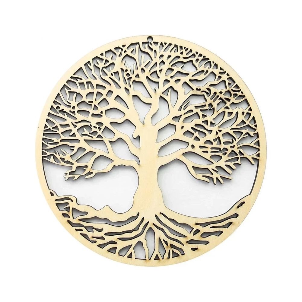 Tree of Life Wood Art - Hängende Hölzerne Yggdrasil Wanddeko - Elegare