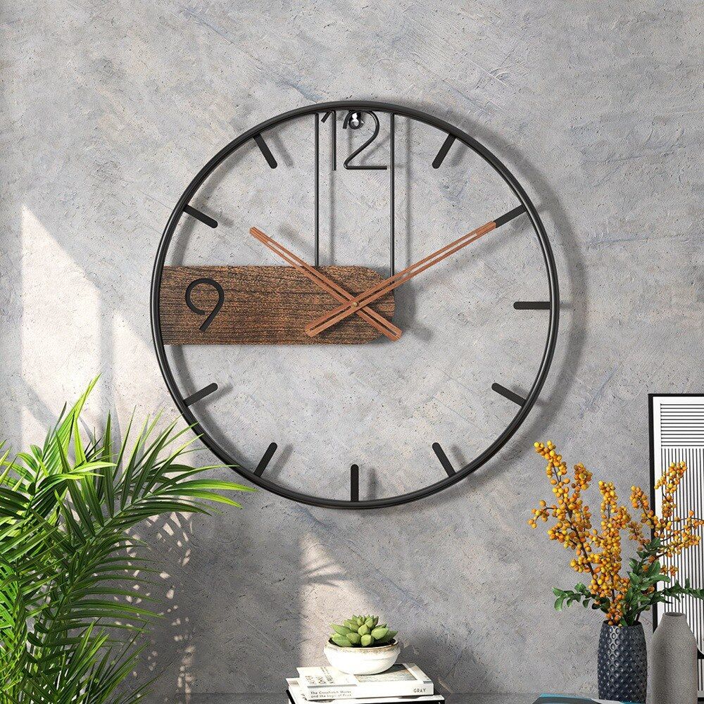 GrandeTime Clock - Moderne große runde Metall-Wanduhr Elegare