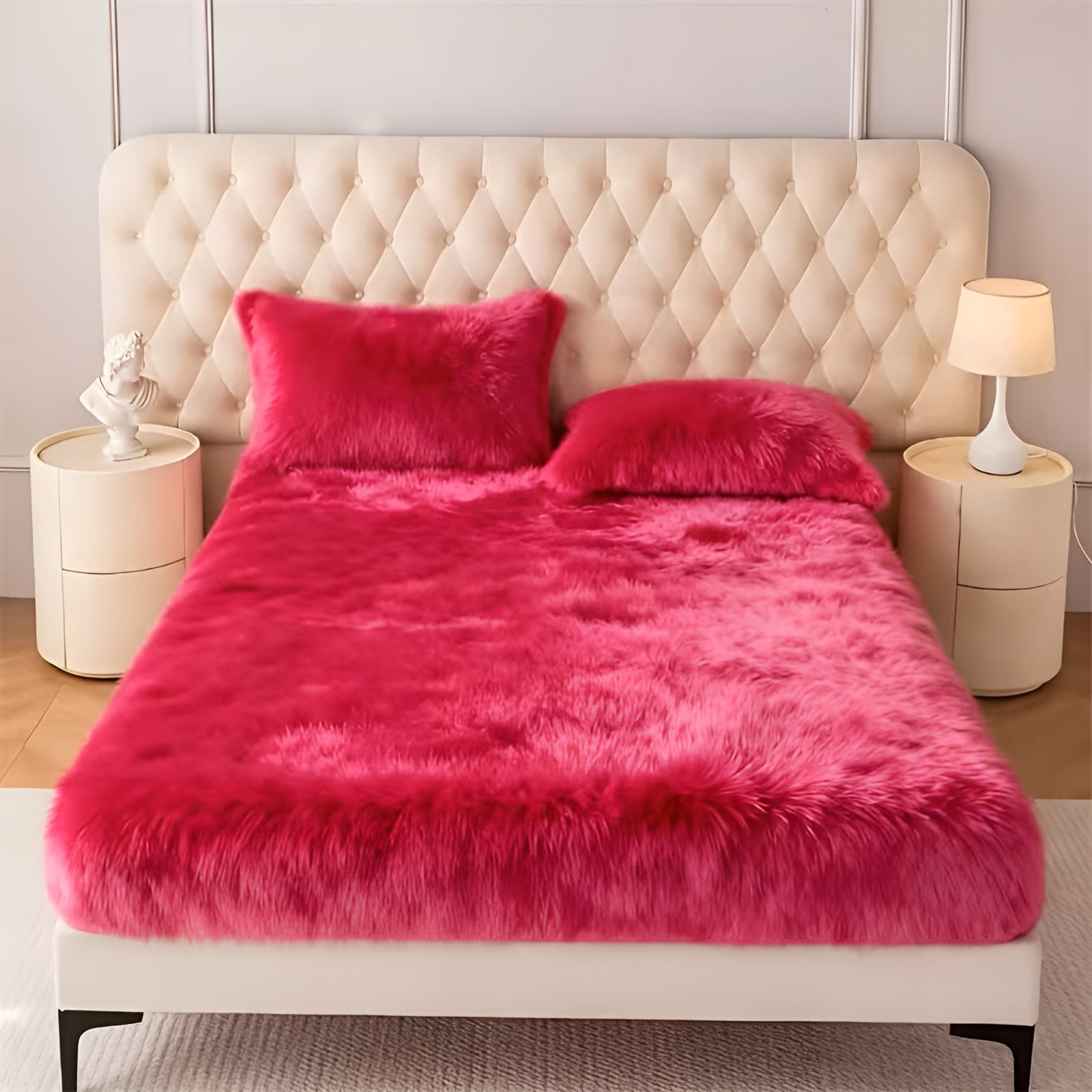 Plüsch-Spannbetttuch-Set für den Winter – Ultraweich und flauschig | Gemütlich für kalte Nächte - Rosarot / 90cm*200cm