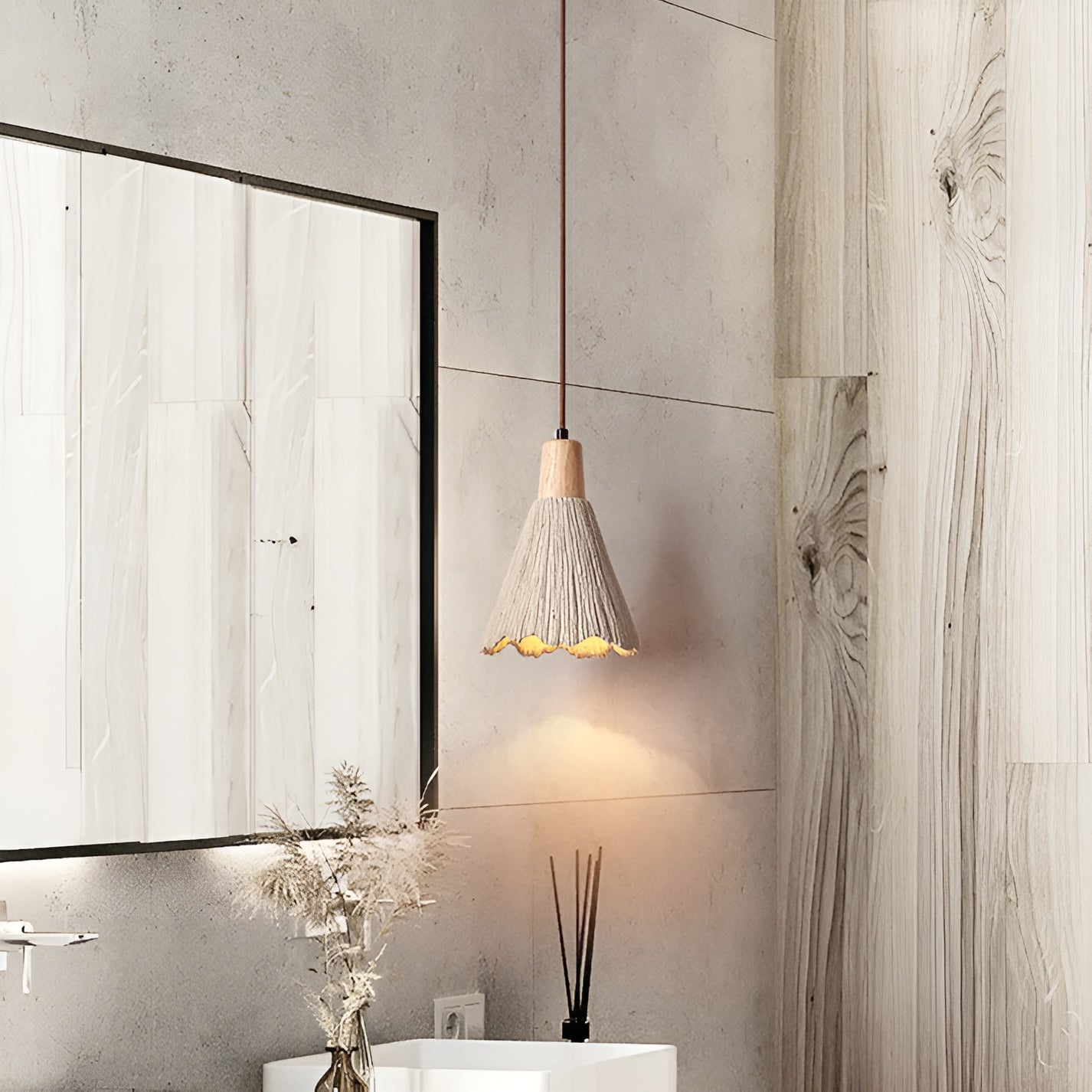 Hängeleuchte aus Zement – Zeitloses Design und Warmes Licht | Für Wohnräume