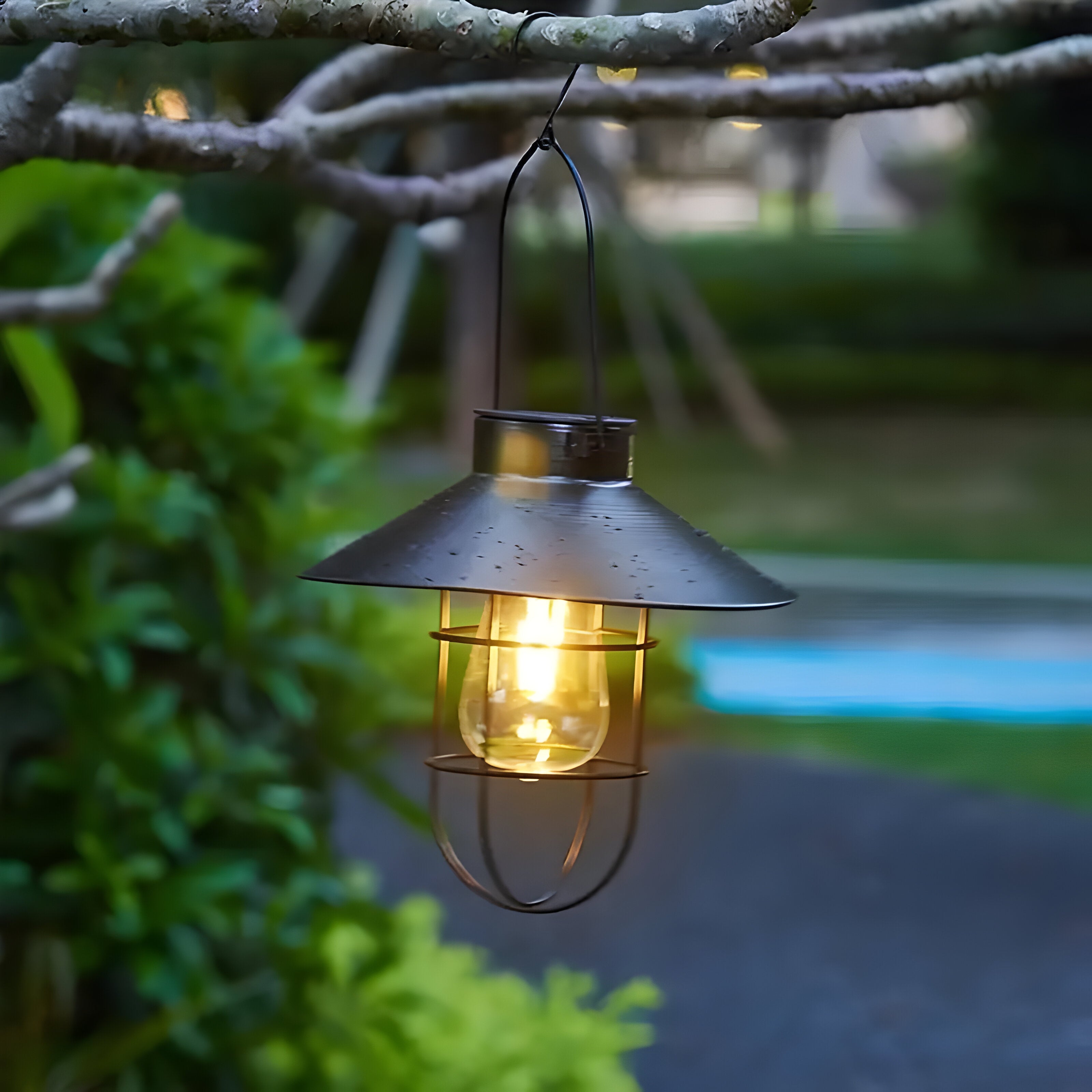 SolarGlow Duo - 2pcs Solar Vintage Outdoor Laternen Schwarz Metall