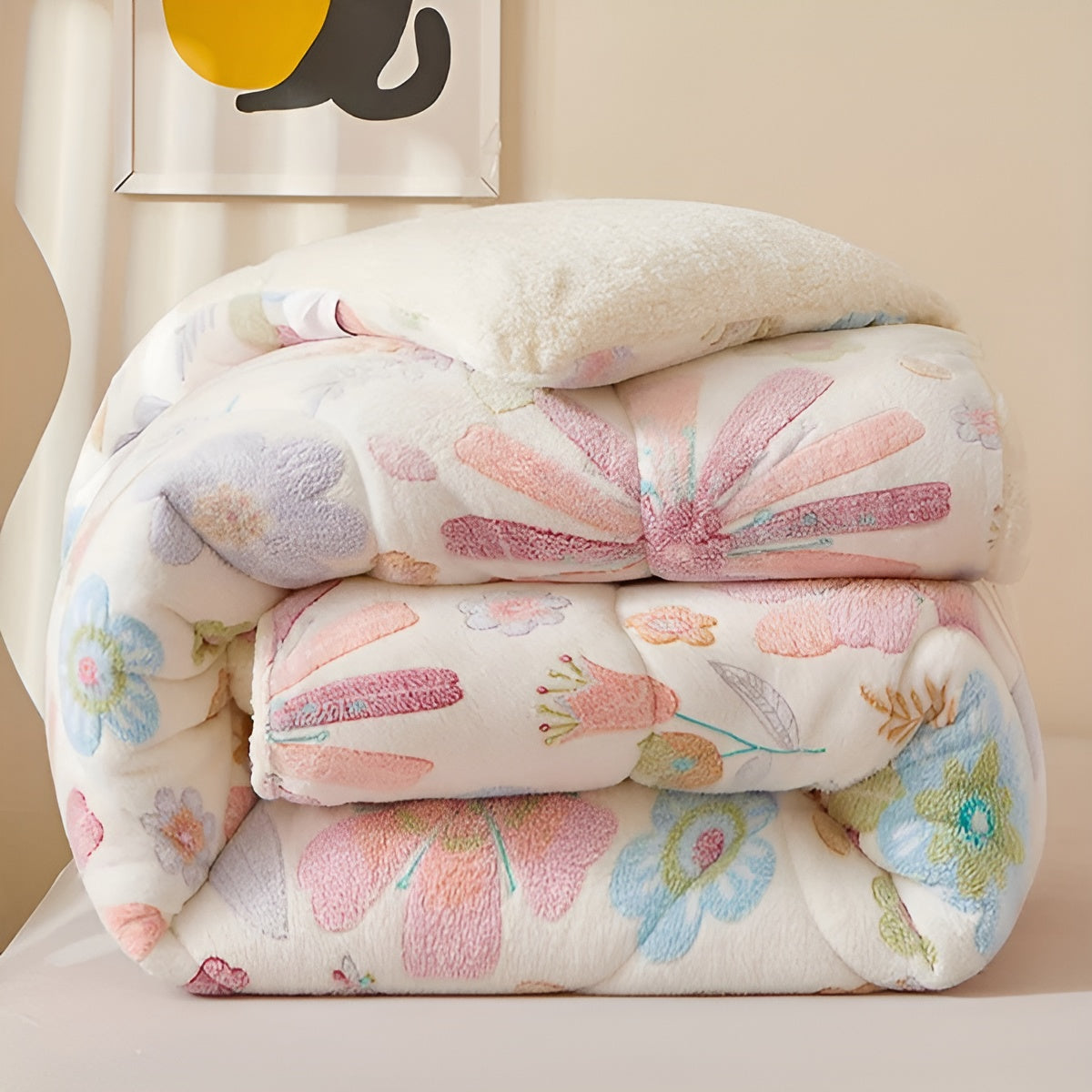 Flanell-Bettdecke mit Blumenmuster – Weich und Gemütlich | Perfekt für das Schlafzimmer