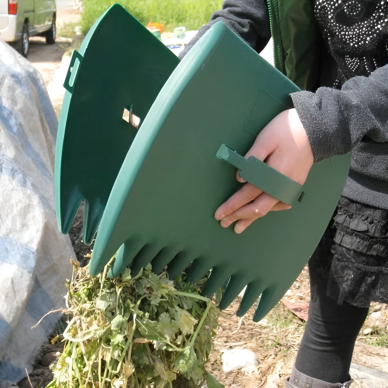 2 Stück Laubschaufeln und Handrechen – Schnelles Aufsammeln von Laub und Grasschnitt | Leichte und langlebige