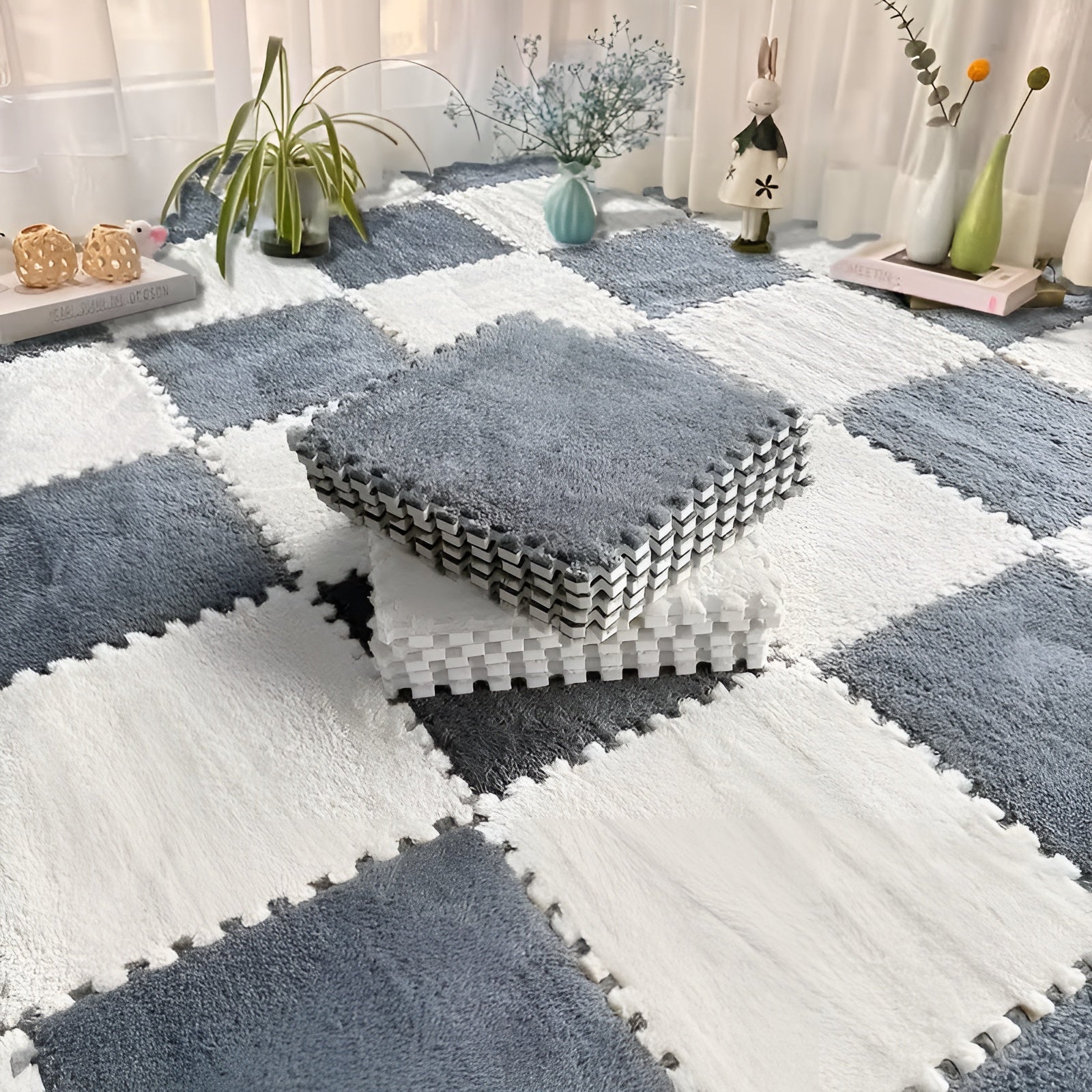 20-teiliges Stecksystem-Teppichfliesen-Set – Rutschfeste Puzzlematten für Boden & Spielbereich - Teppich