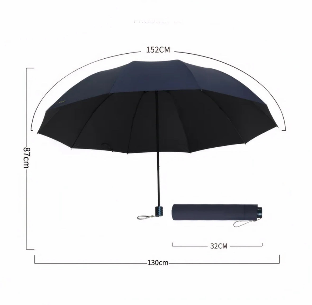 XXL Regenschirm in Schwarz aufgespannt