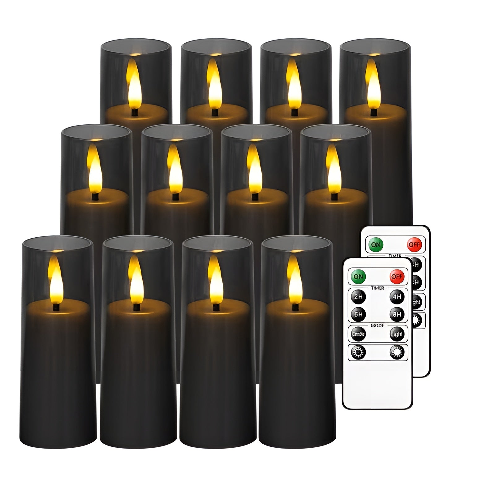 Flackernde LED Kerzen 12er Set – Stimmungsvolles Licht ohne Brandgefahr | Mit Fernbedienung & Timer - Wohnzubehör