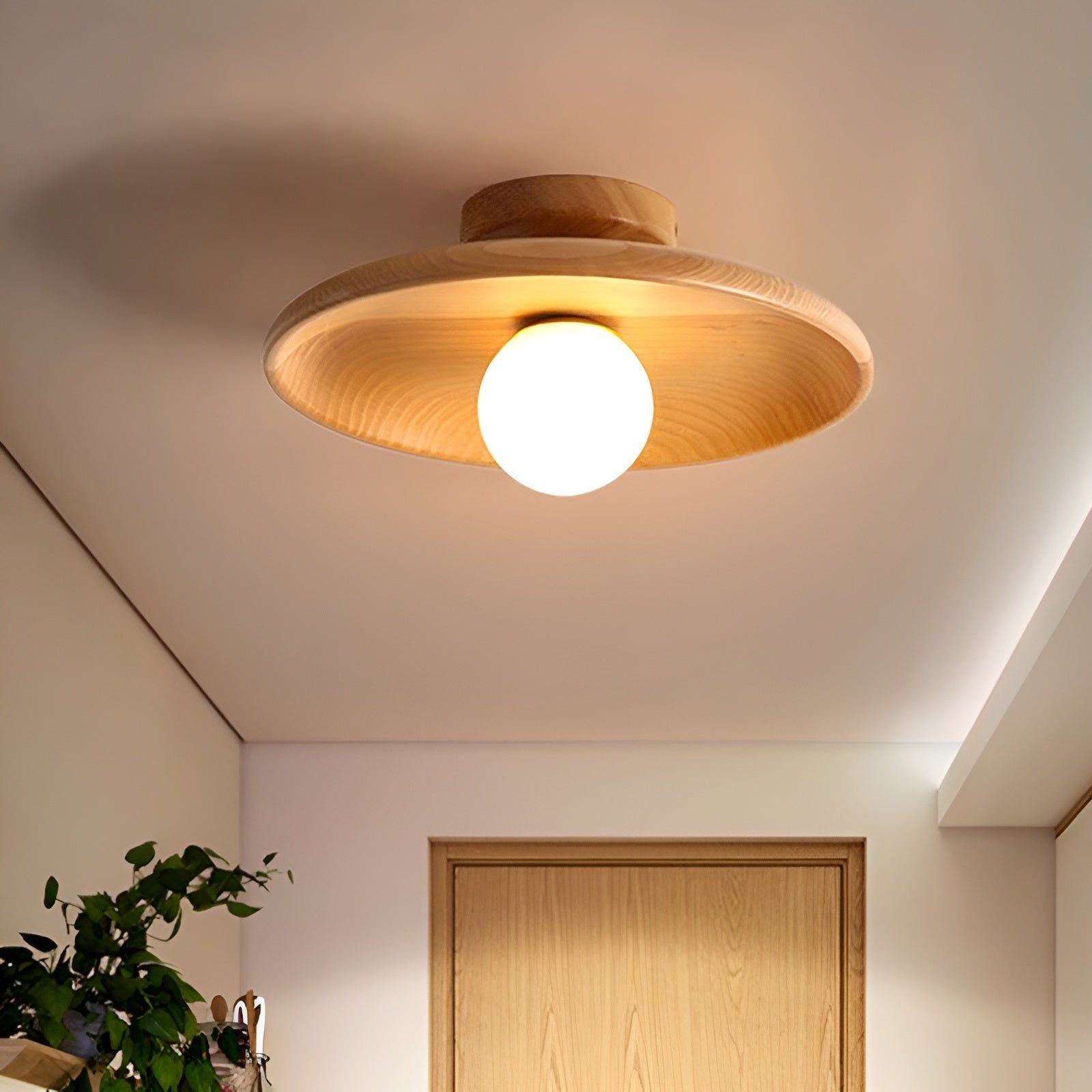 WoodBliss Light - Minimalistische Holzscheiben Wabi Sabi Deckenleuchte Elegare