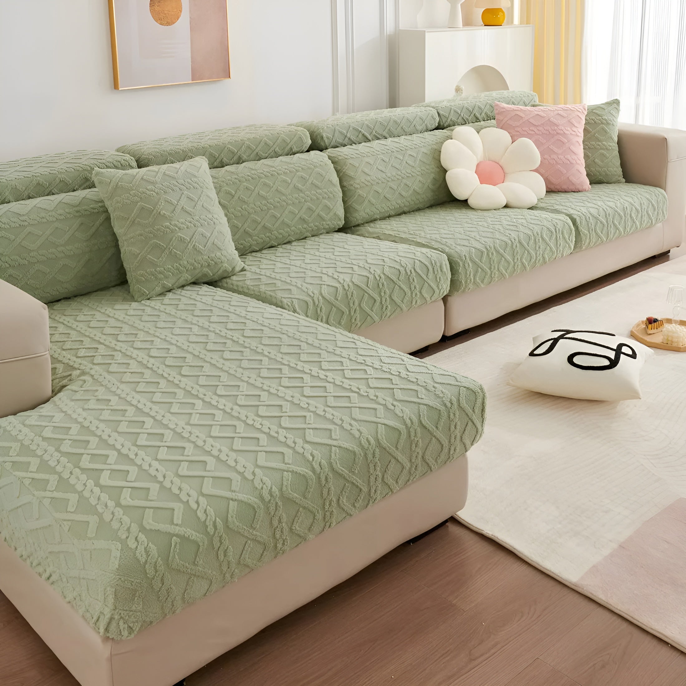 Samt-Sofabezug mit Diamantmuster – Weich & Luxuriös | Perfekte Passform für Jede Couch