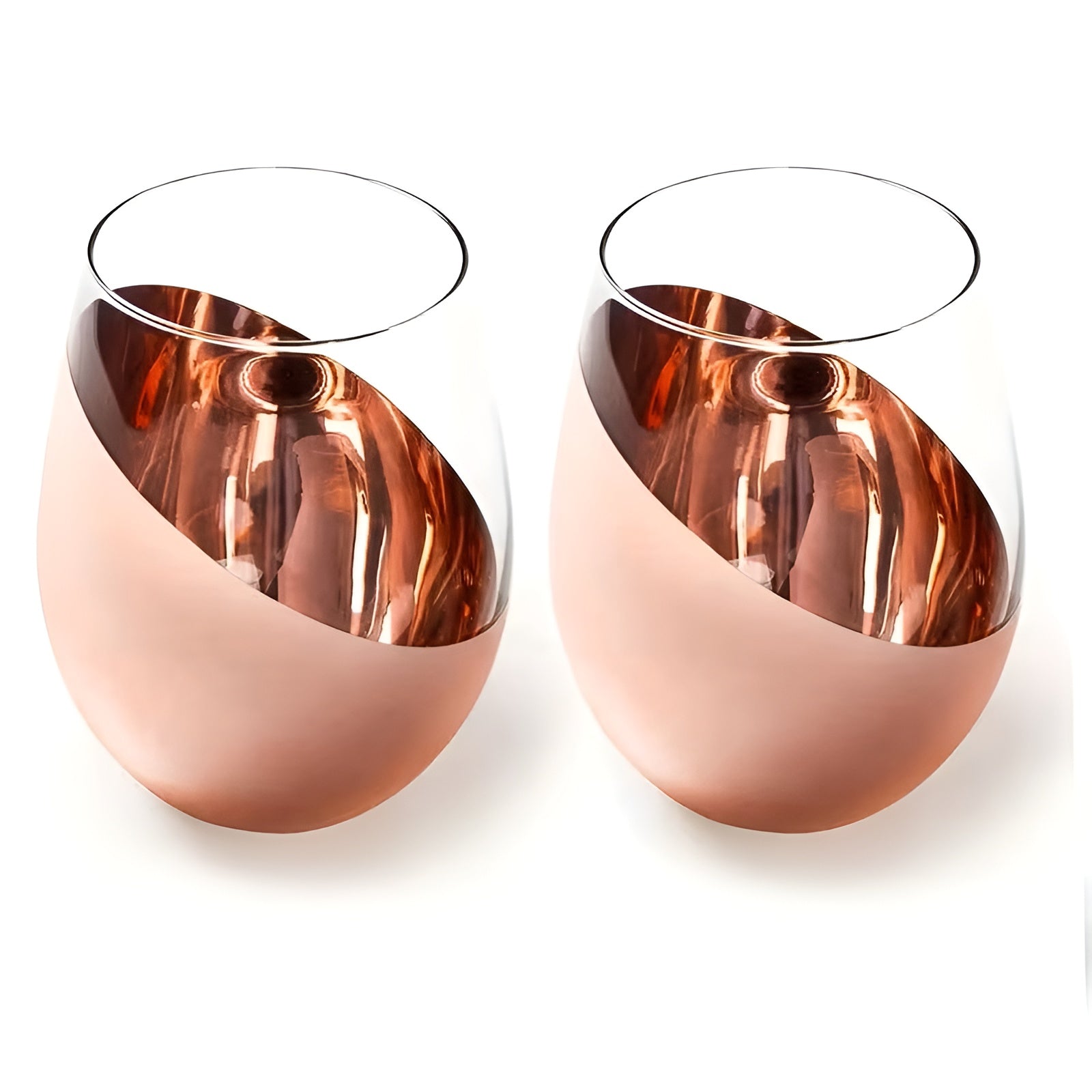 Stielloses Rotweinglas-Set – Geometrisches Design & Rutschfest | Wiederverwendbar und Elegant - Rosa - Weinglas