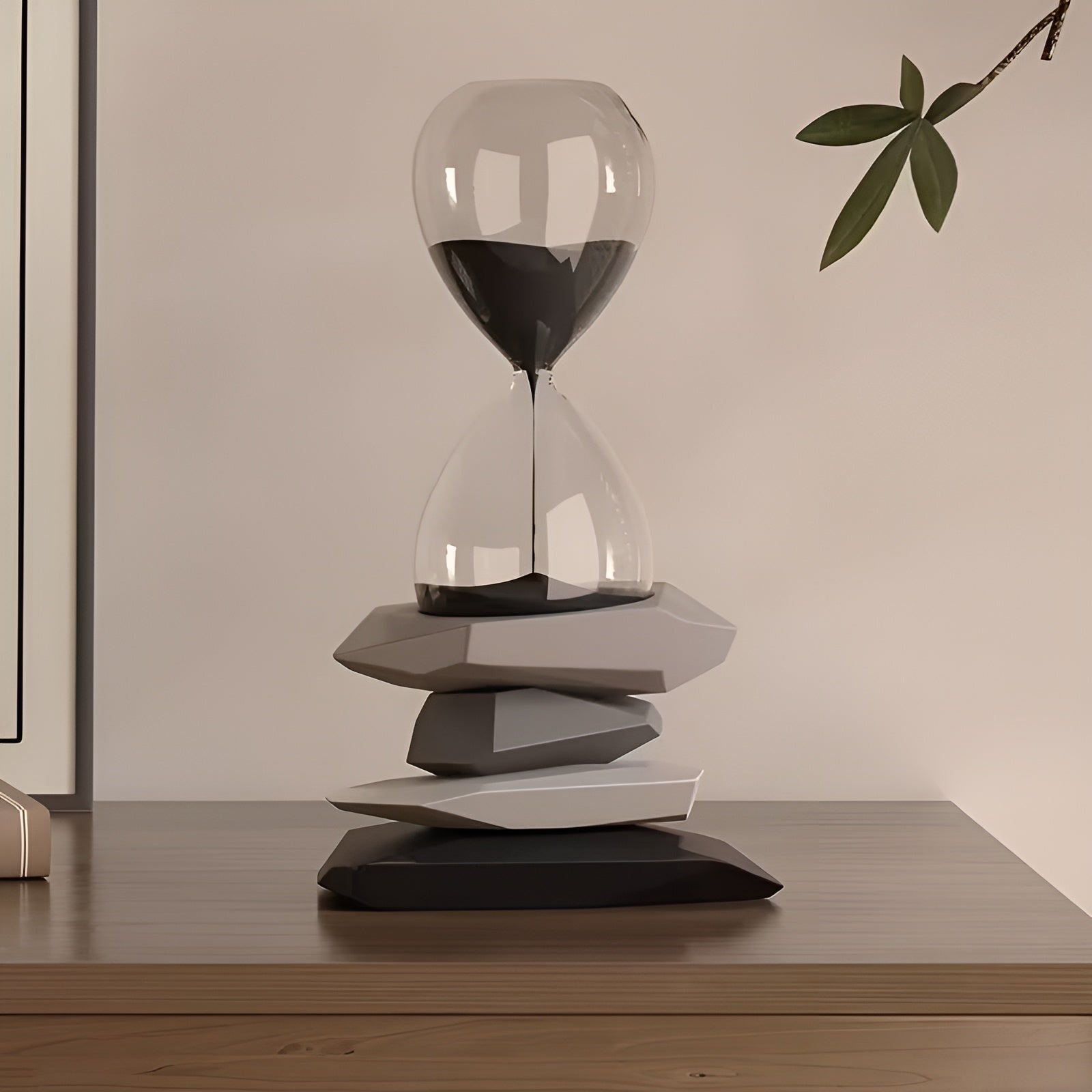 Minimalistische Sanduhr – Zeitlos & Dekorativ | Perfekt für Wohnzimmer und Büro - Schwarz (ca. 5 Minuten) - Wohnzubehör