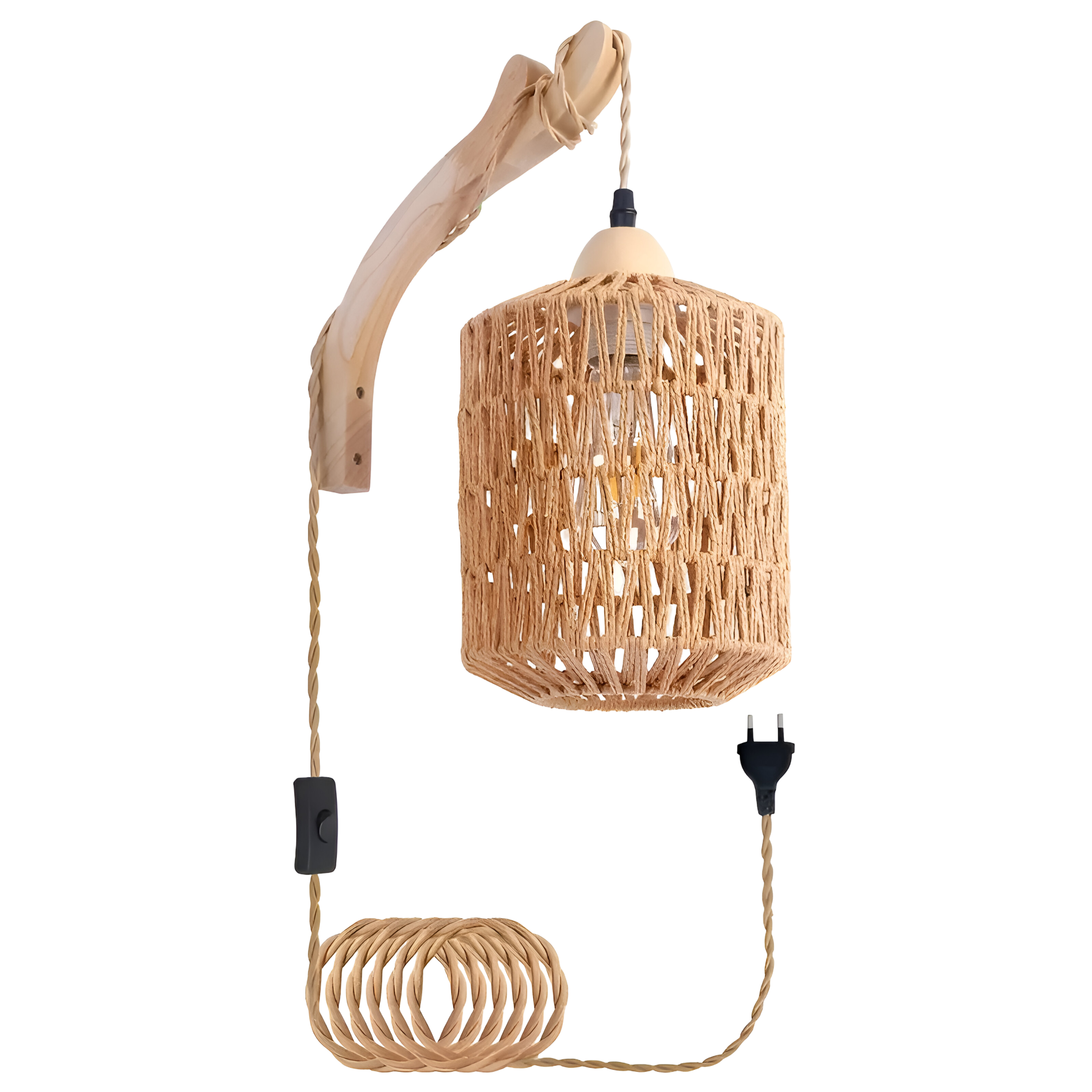 Hängeleuchte im Boho-Stil – Handgewebter Lampenschirm aus Naturfaser | Ideal für Esszimmer & Schlafzimmer