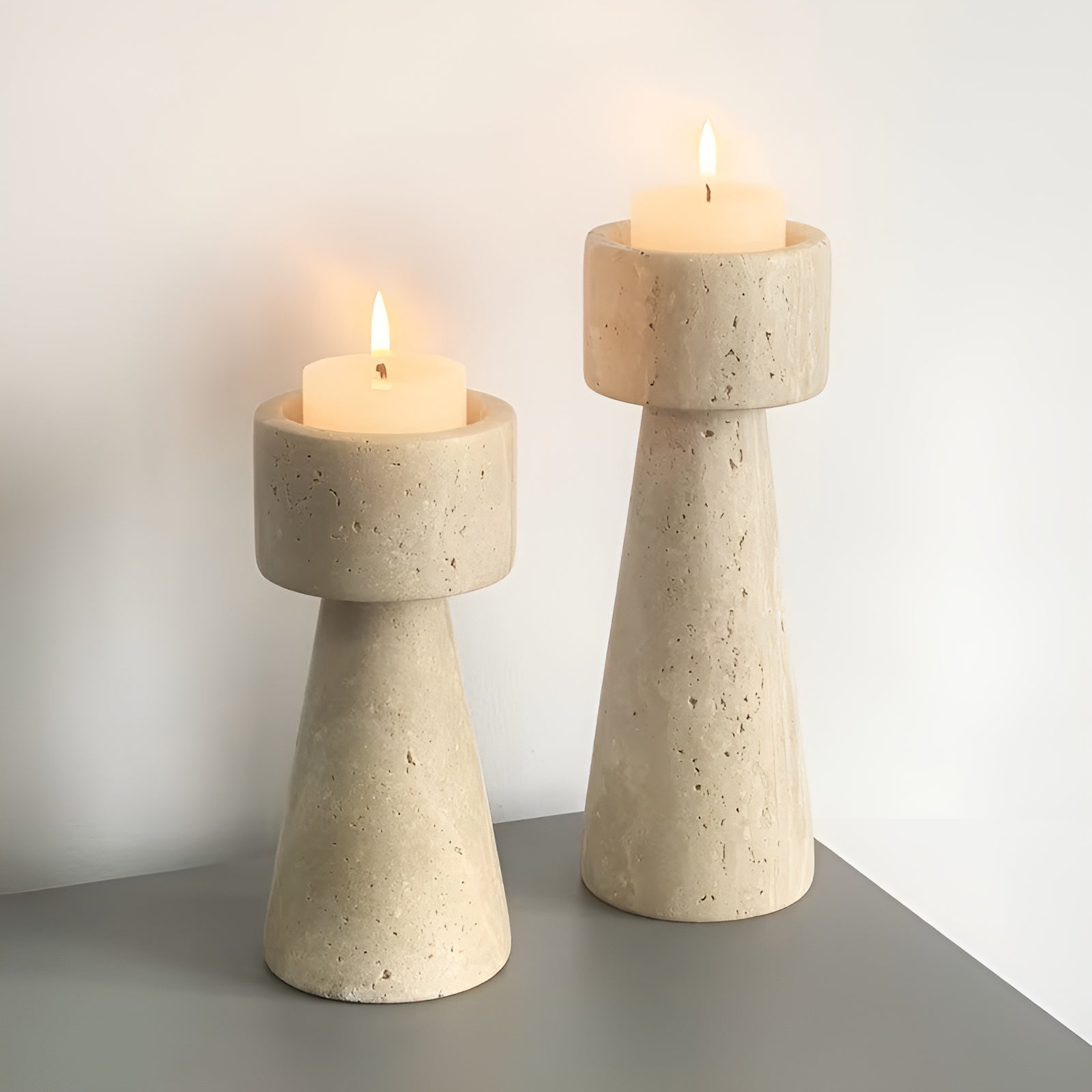 Marmorkerzenhalter aus Naturstein – Elegant & Dekorativ | Poliert für Tisch Hochzeit und Wohnraum- - Wohnzubehör