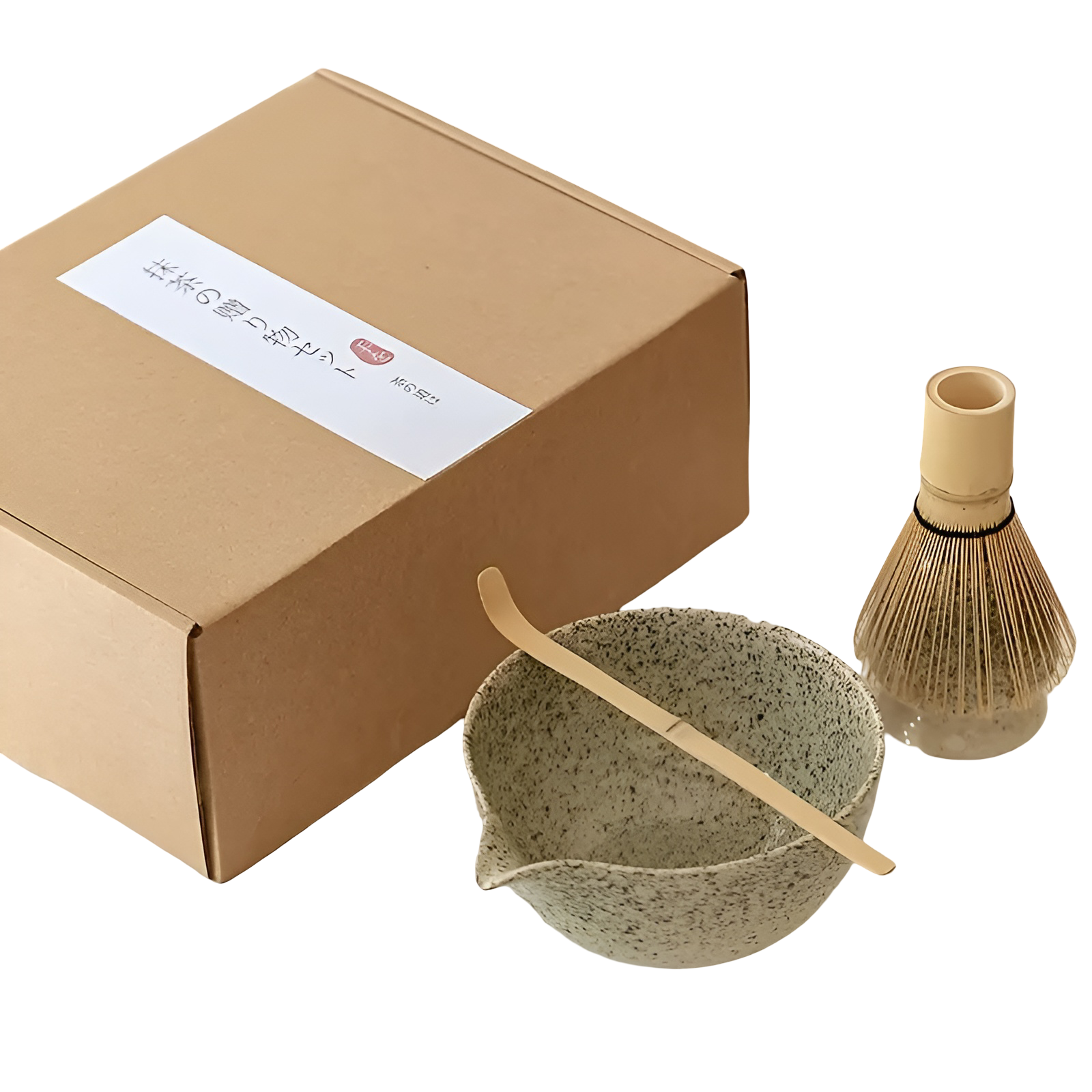 Japanisches Matcha-Teeset aus Keramik – 4-teilig mit Teeschale & Löffel | Ideal als Geschenk & für Teezeremonien
