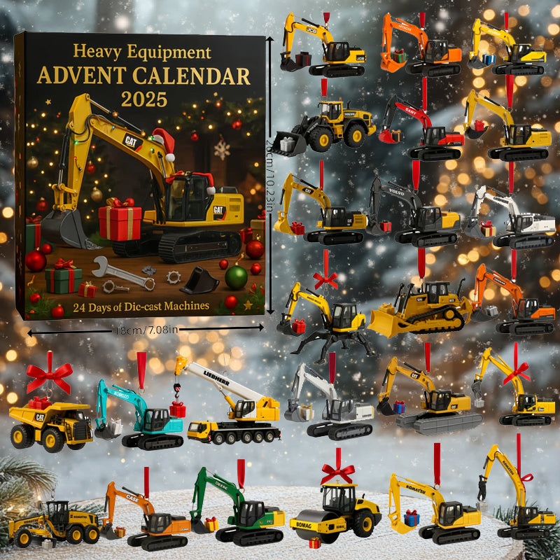Detailaufnahme eines Druckguss-Miniaturbaggers aus dem Adventskalender