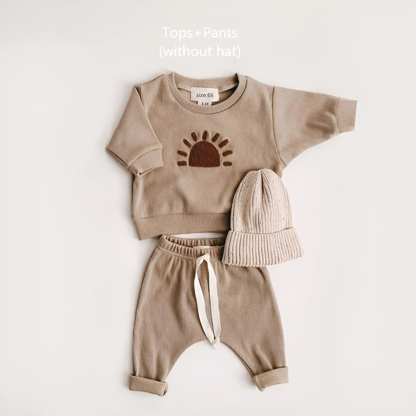 Sunlit Snuggles - Regenbogen und Sonne Bestickt Baby Matching Set (Sweatshirts + Hosen) - Elegare