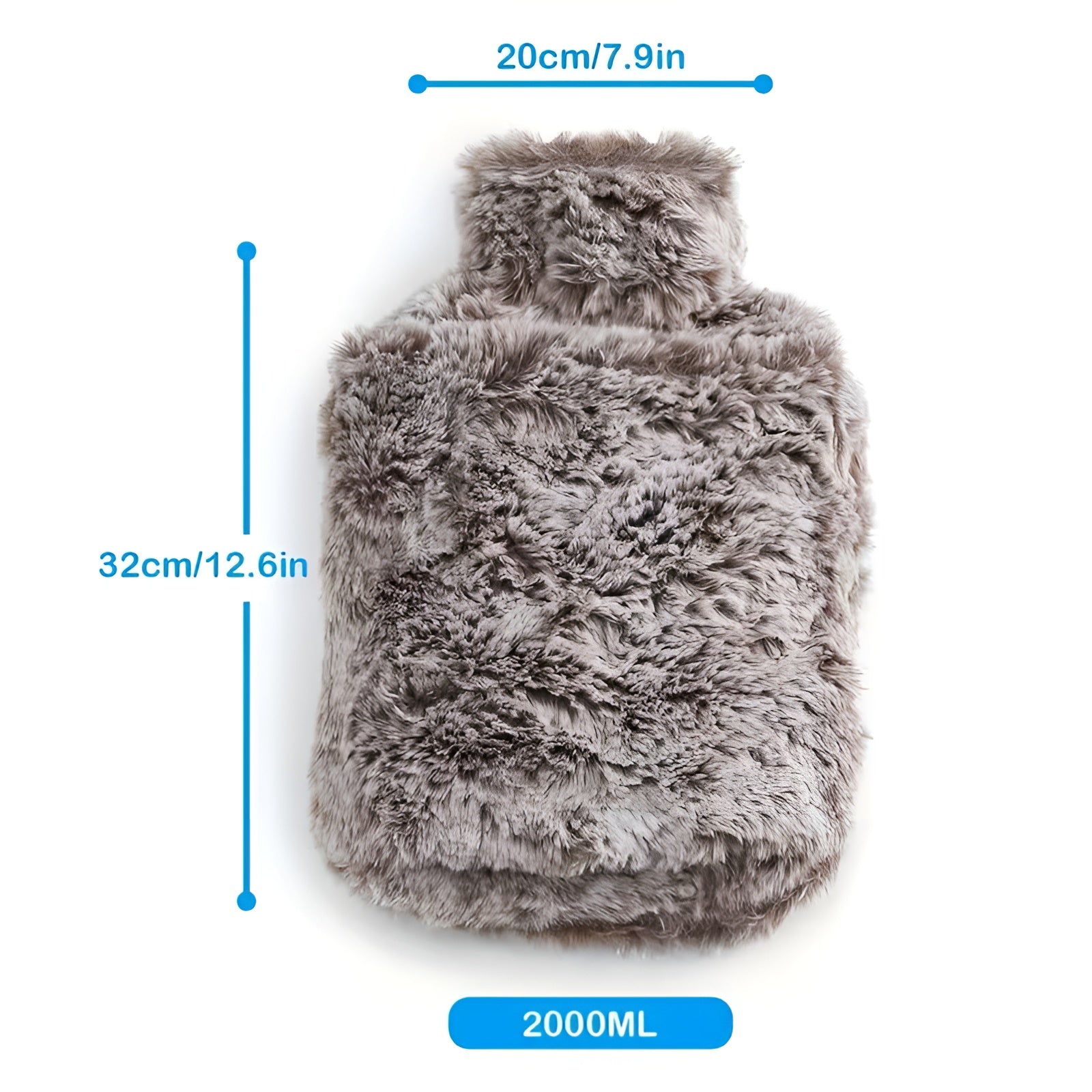 2-Liter Wärmflasche – Extra Groß & Besonders Warm | Weicher Plüsch-Fleece für Entspannung & Komfort - Braun verblasst
