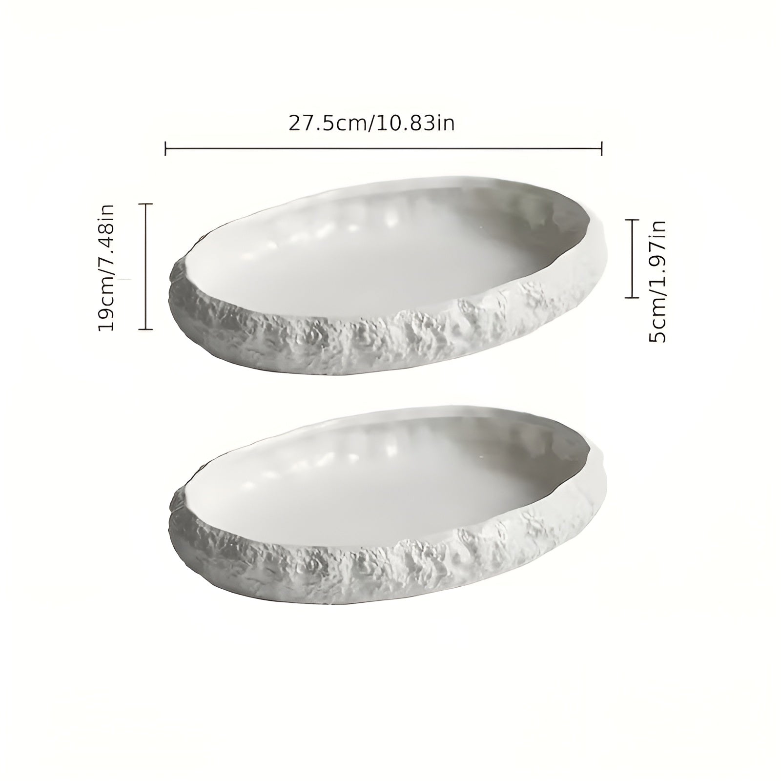 2er Set große Keramik-Fischplatten – Hochwertiges Serviergeschirr in Steinoptik | Perfekt für Fisch und Meeresfrüchte