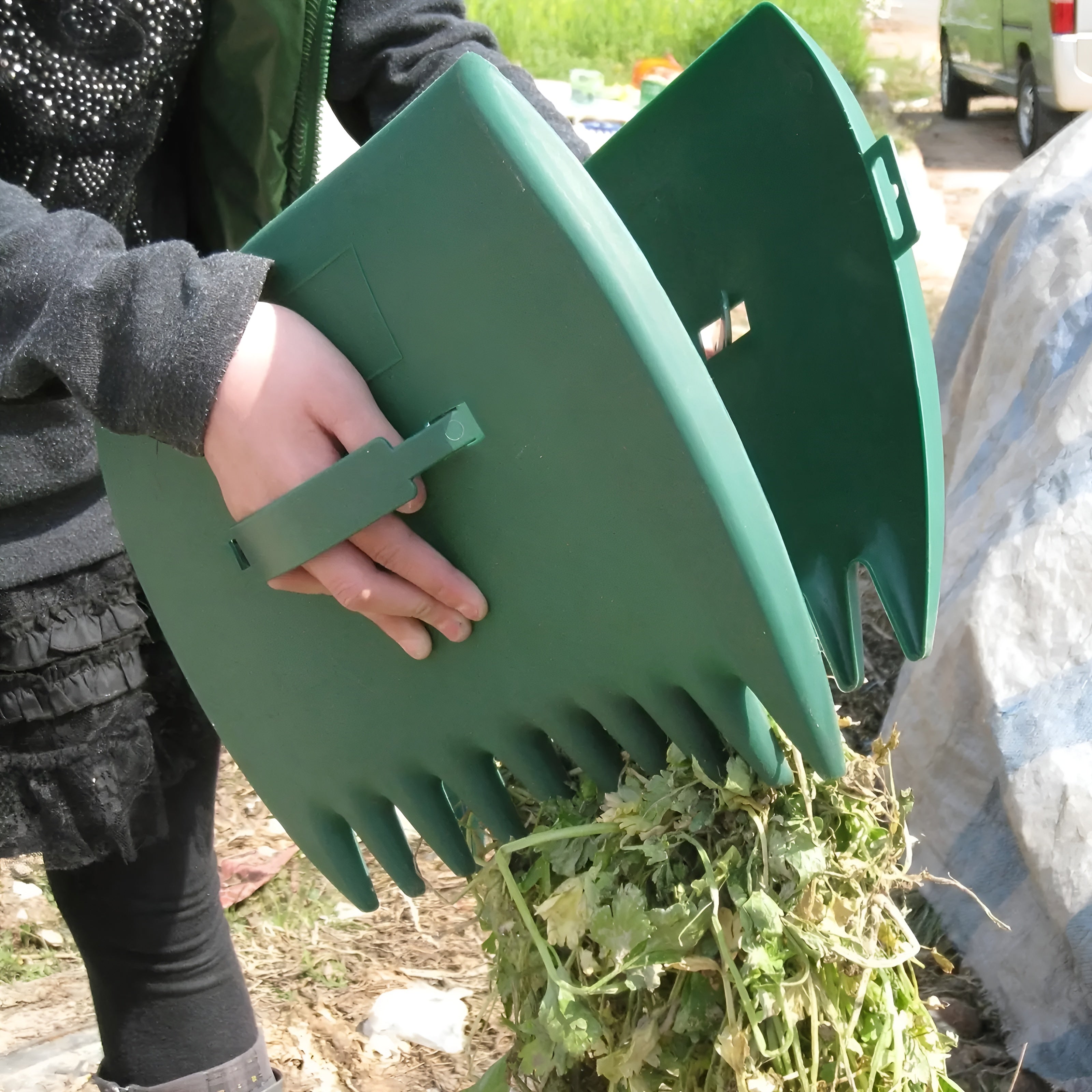 2er Set Laubgreifer – Große Gartenhandschaufeln zum Aufsammeln von Laub und Grasschnitt | Leicht und Robust