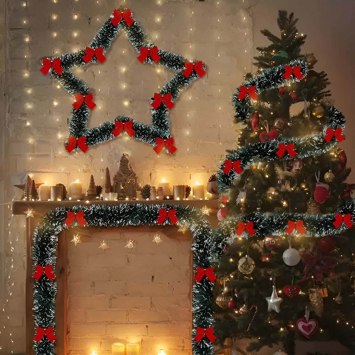 2er Set LED-Lichtergirlanden – Warmes Licht & Batteriebetrieb | Stimmungsvolle Weihnachtsbeleuchtung - Saisonale
