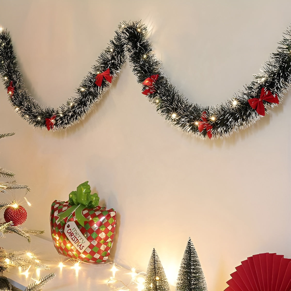 2er Set LED-Lichtergirlanden – Warmes Licht & Batteriebetrieb | Stimmungsvolle Weihnachtsbeleuchtung - Saisonale
